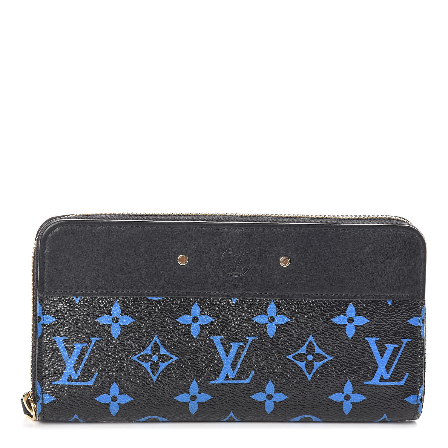 LOUIS VUITTON Calfskin Colored Monogram Zippy Wallet Blue Black 508293