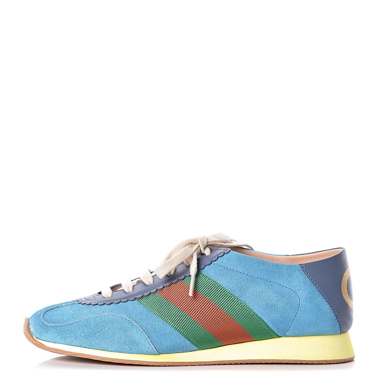 GUCCI Suede Web Womens Rocket Sneakers 37.5 Blue 447706 | FASHIONPHILE