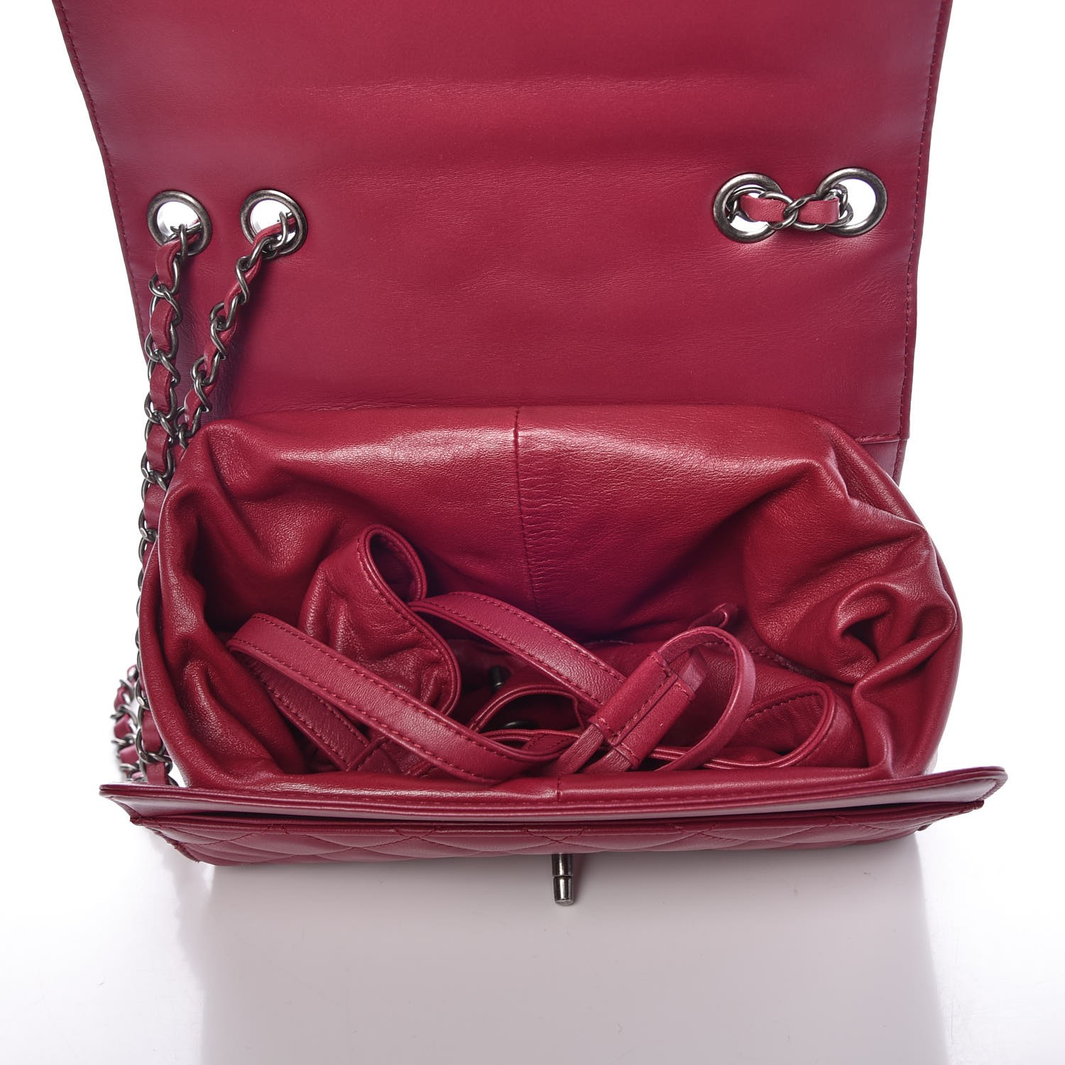 CHANEL Lambskin Medium Grocery By Chanel Drawstring Shopping Bag Pink