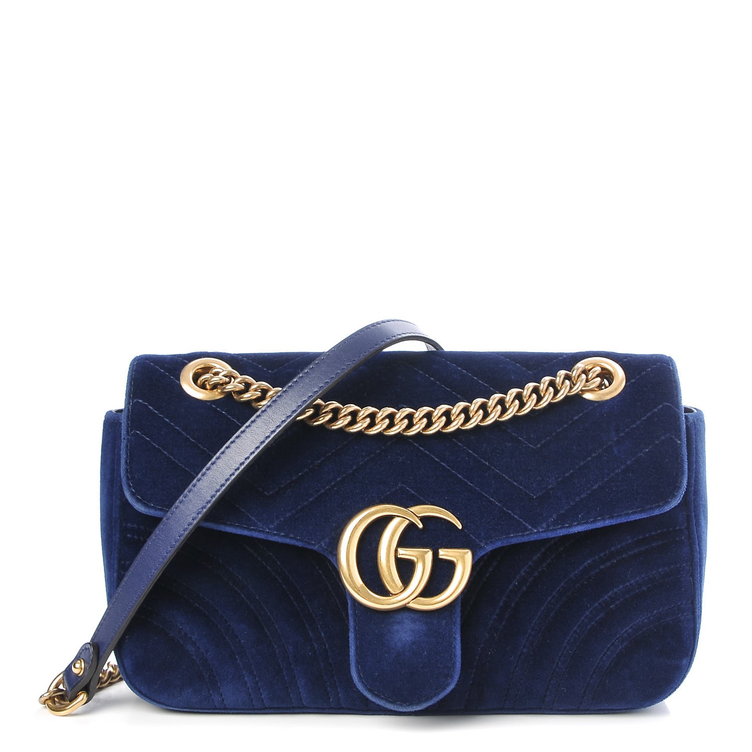 gucci marmont cobalt velvet bag