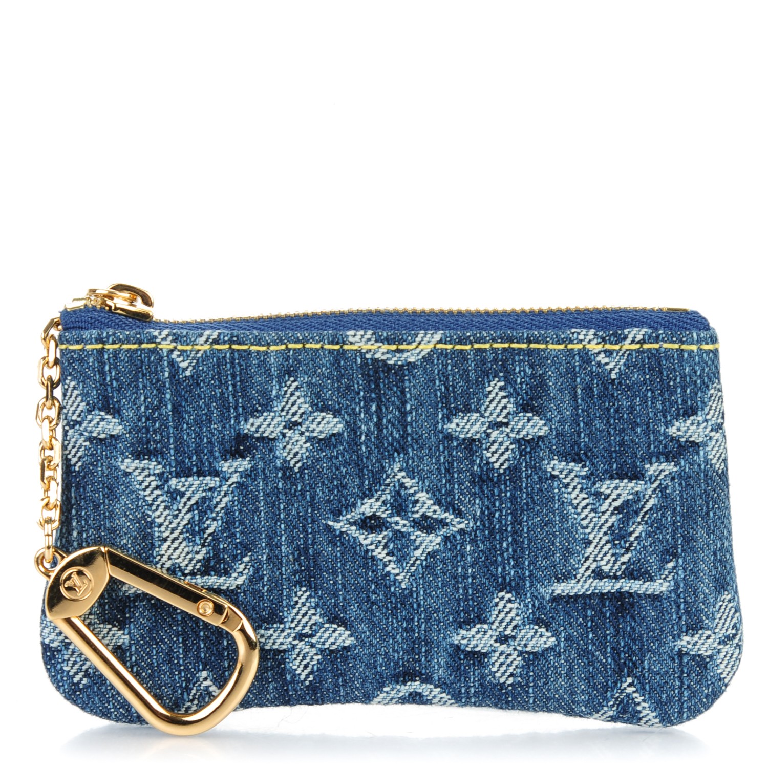 LOUIS VUITTON Monogram Denim Key Pouch Blue 162830