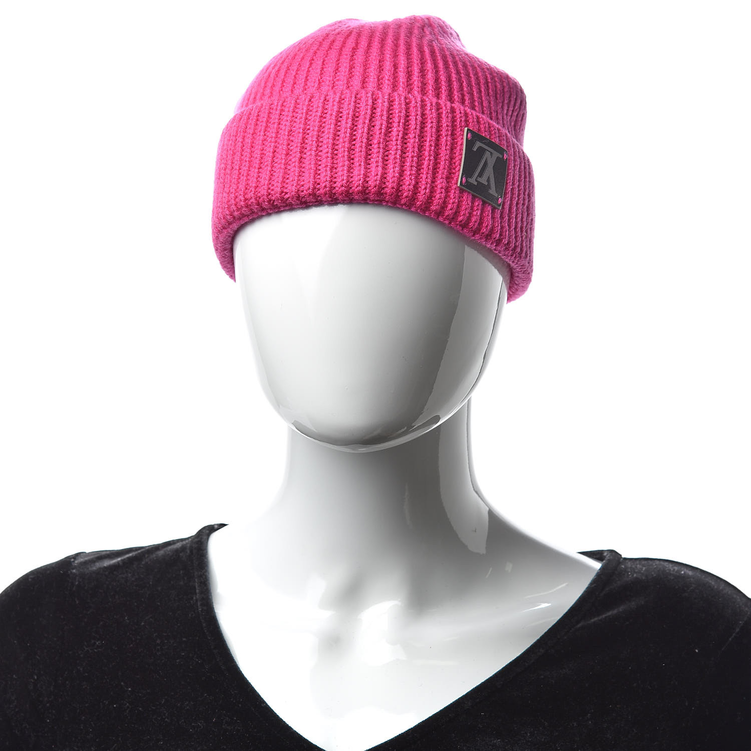 LOUIS VUITTON Wool Knit Beanie Hat Fuchsia 395238