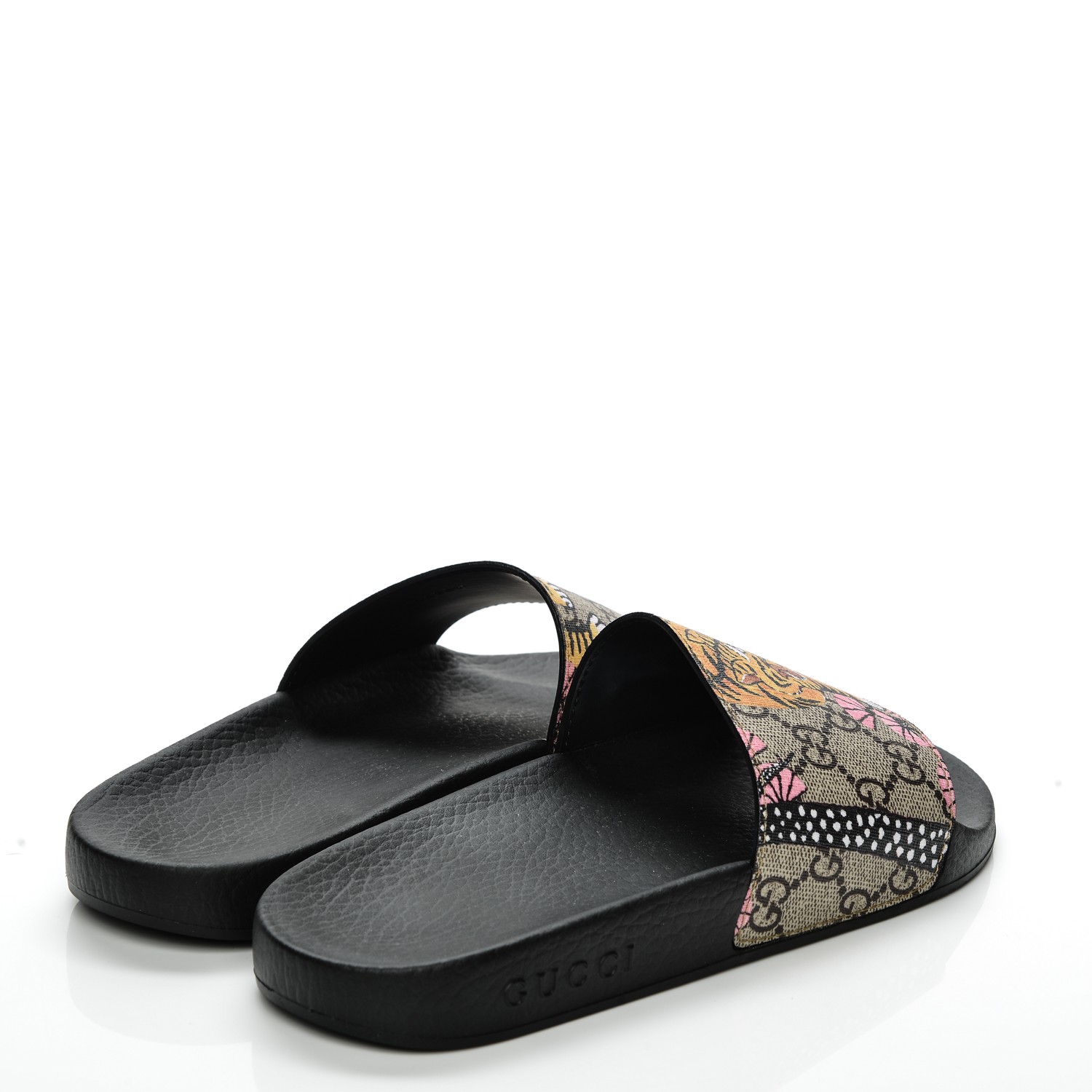 GUCCI GG Supreme Monogram Bengal Slide Sandals 37 Beige Pink 199991