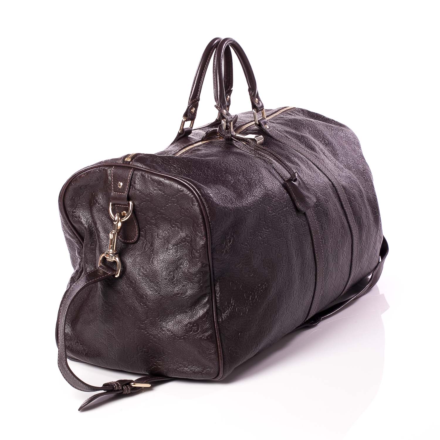 GUCCI Guccissima Large Carry On Duffel Bag Dark Brown 38623