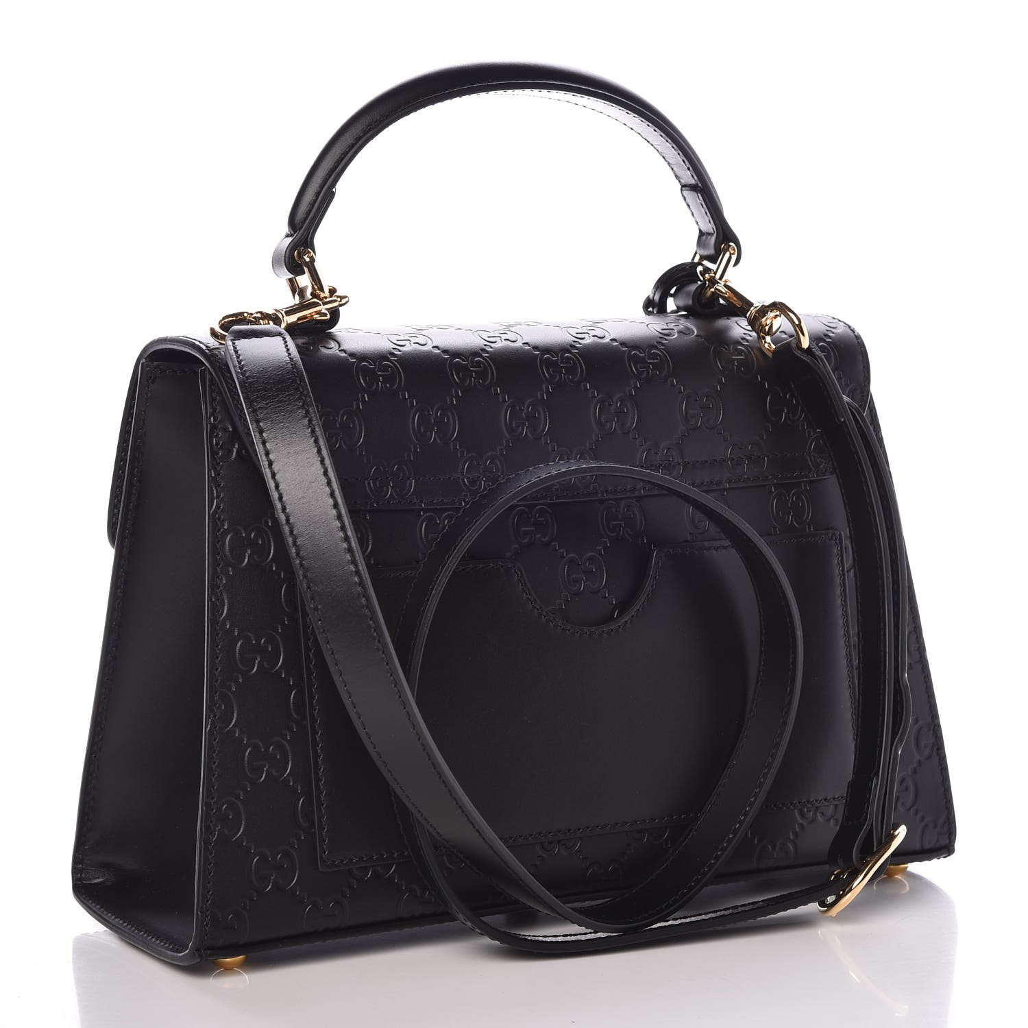 GUCCI Guccissima Small Padlock Signature Top Handle Bag Black 333102