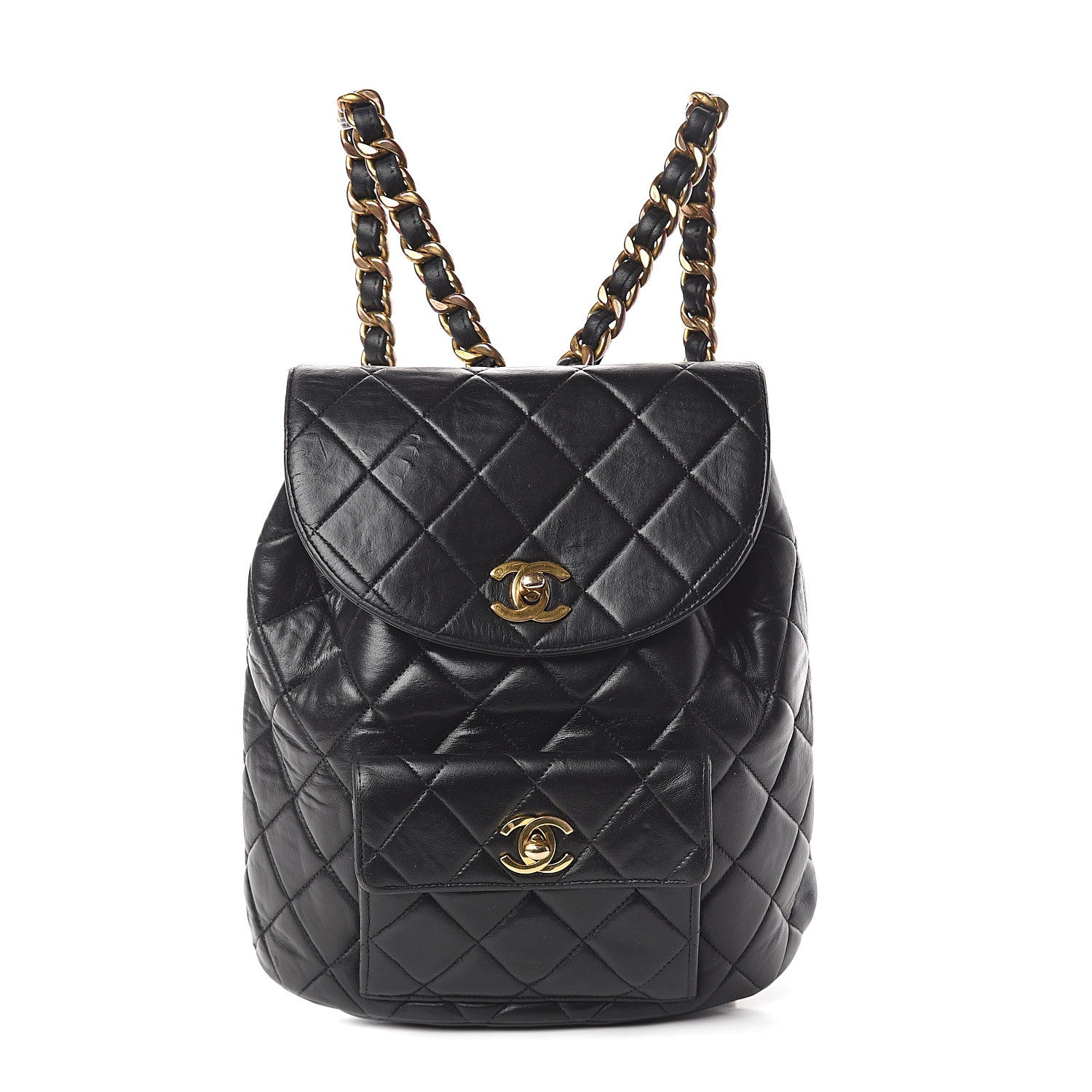 chanel quilted drawstring bag