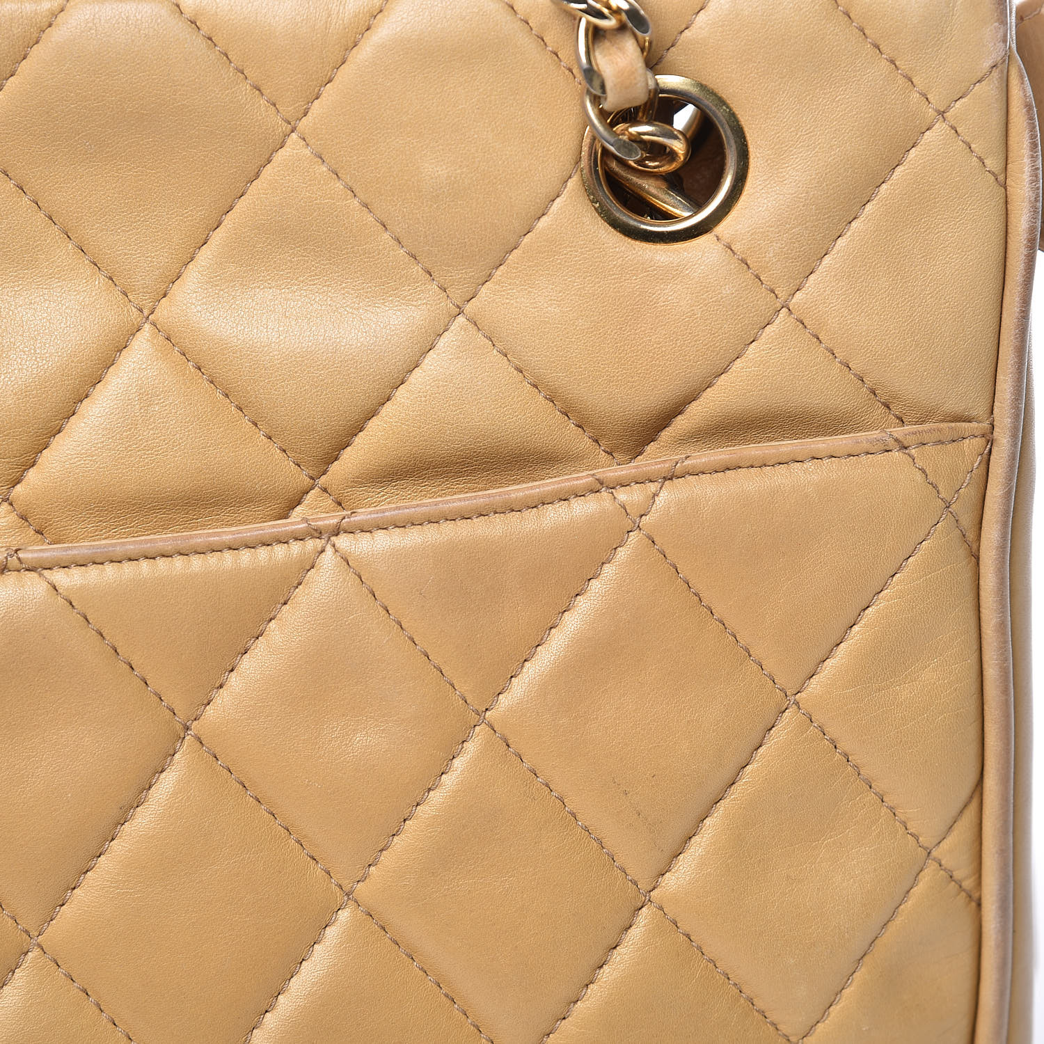 CHANEL Lambskin Quilted Tote Beige 413631 | FASHIONPHILE
