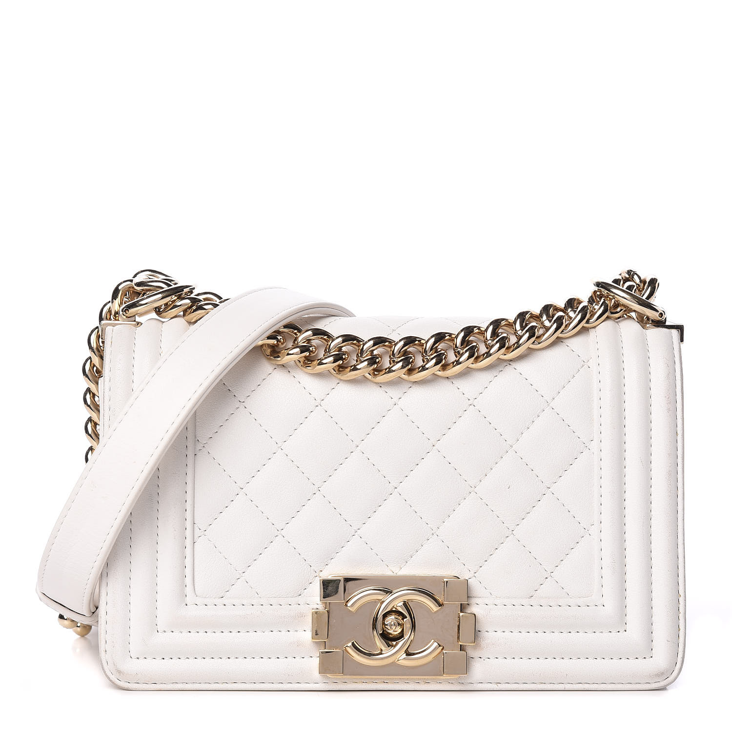 Chanel Calfskin Quilted Small Boy Flap White 402729 Chanel Calfskin Quilted Small Boy Flap White 402729