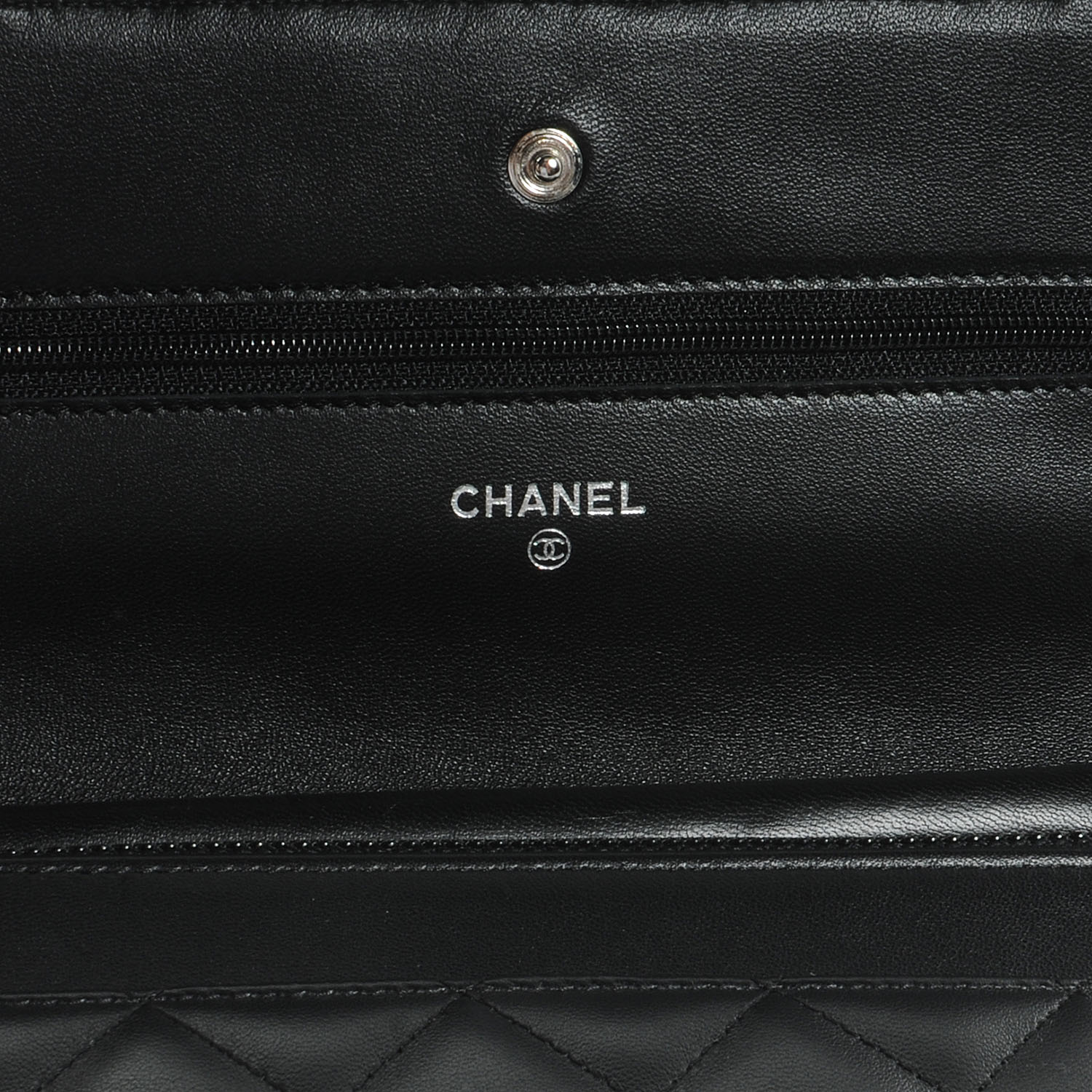 CHANEL Lambskin Quilted Wallet On Chain Black 56704