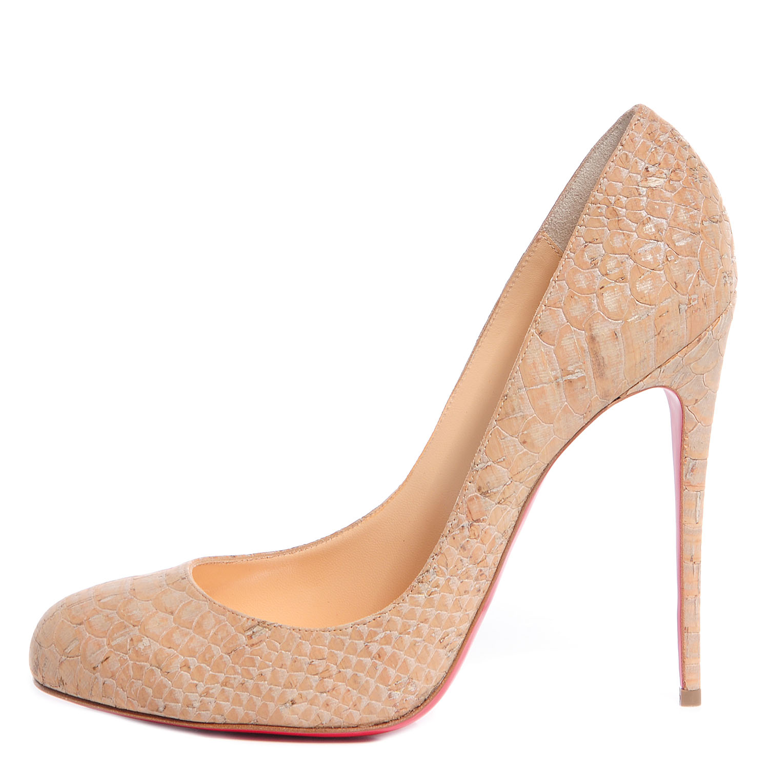 CHRISTIAN LOUBOUTIN Snake Embossed Cork Fifi 120 Pumps 40 Beige ... CHRISTIAN LOUBOUTIN Snake Embossed Cork Fifi 120 Pumps 40 Beige ...