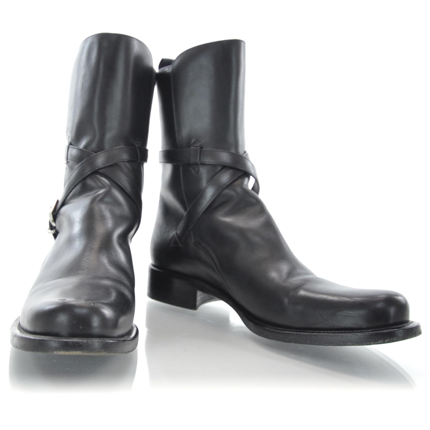 PRADA Leather Boots 38 Black 31047