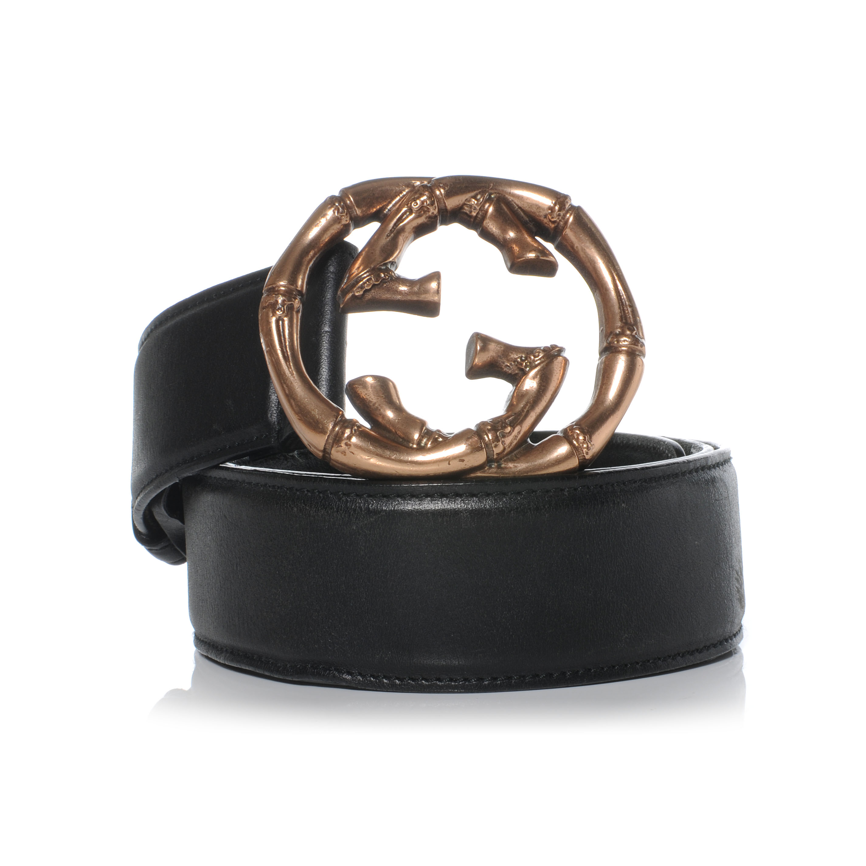 GUCCI Leather Bamboo GG Buckle Belt 85 