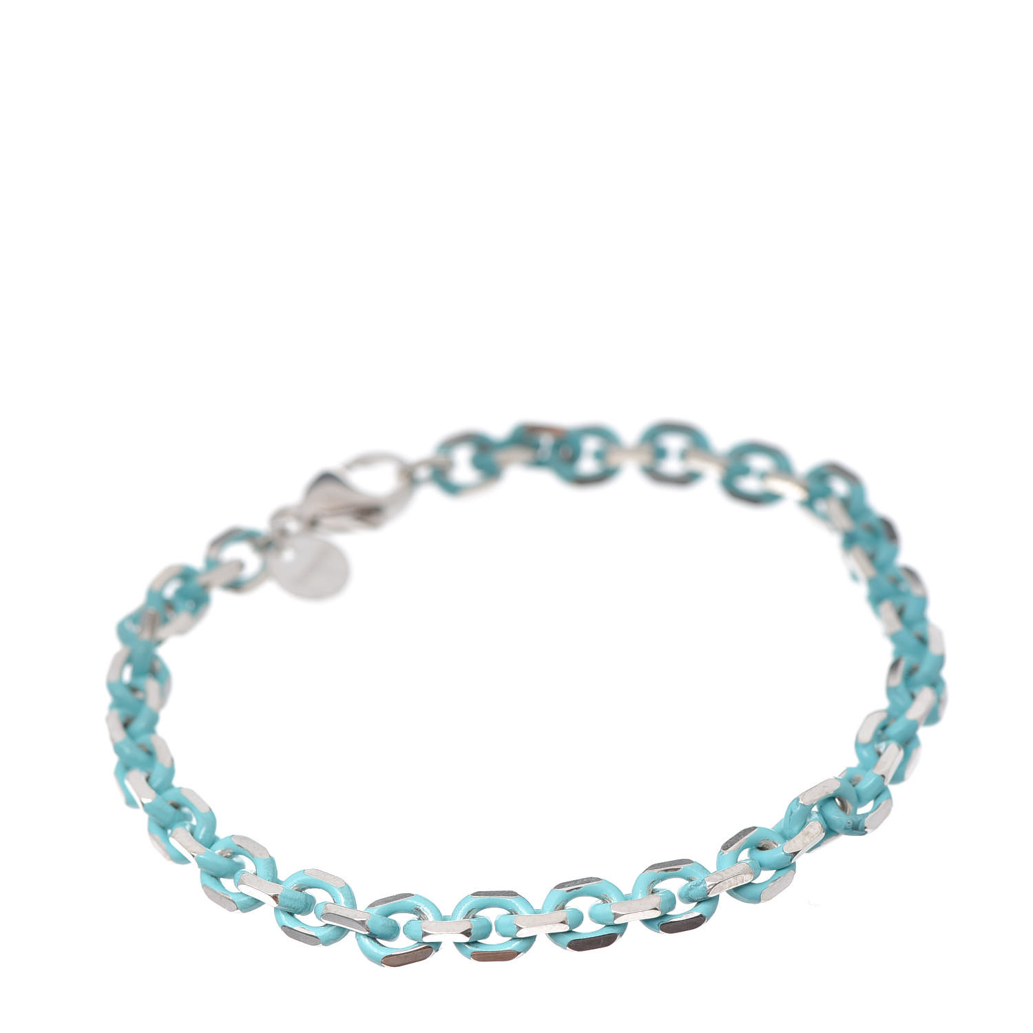 TIFFANY Sterling Silver Enamel Link Bracelet Blue 611299 | FASHIONPHILE