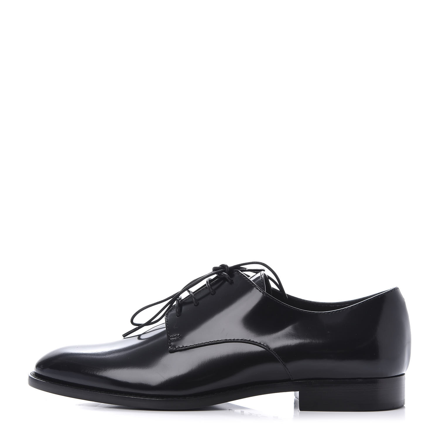 CHRISTIAN DIOR Polished Calfskin Derby Shoe 35.5 Black 633042 ...