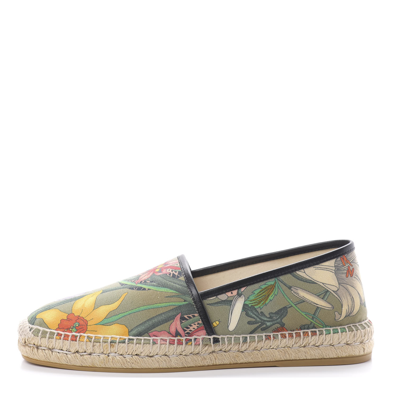 GUCCI Canvas Flora Print Mens Espadrilles 9 Militare Multicolor |