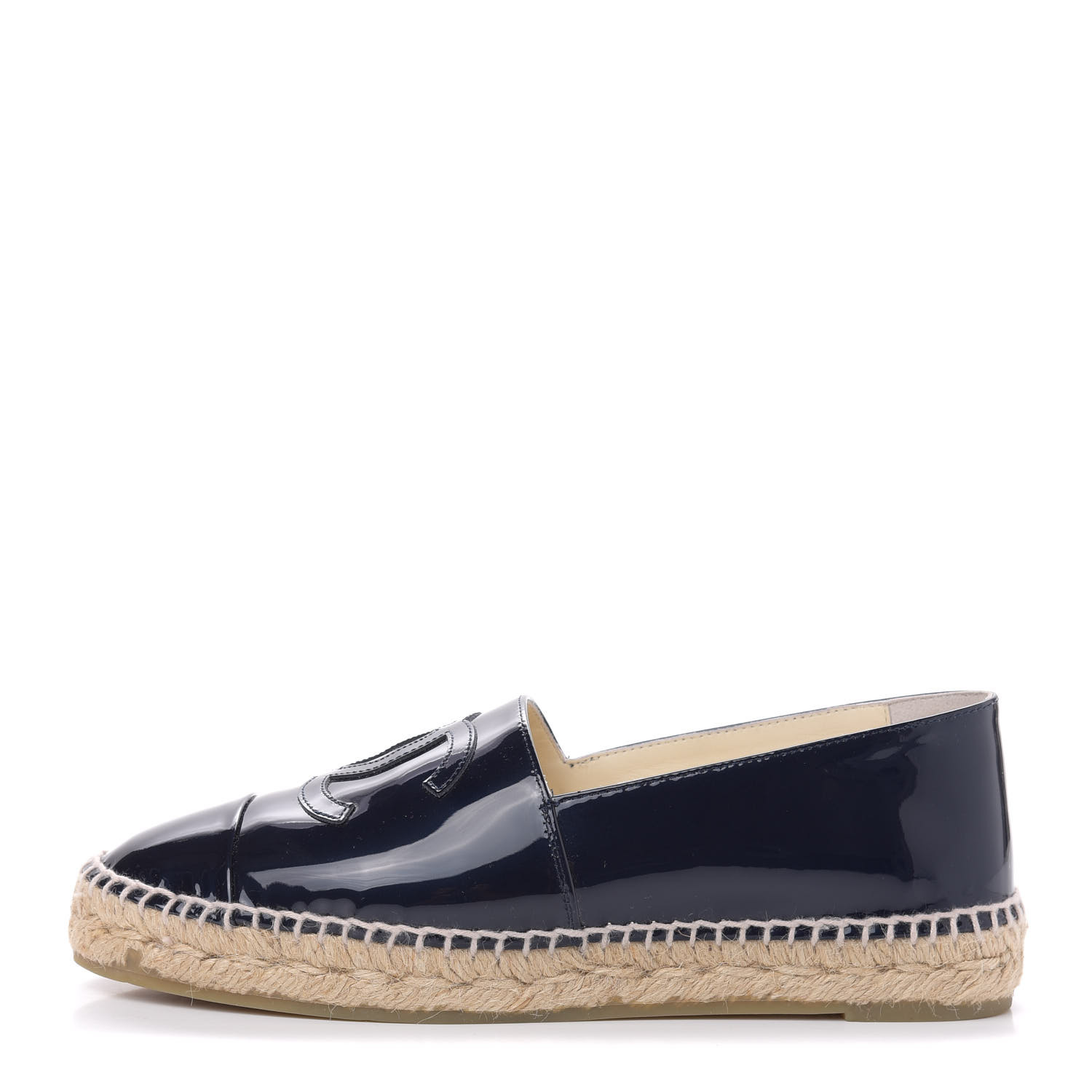 chanel navy leather espadrilles