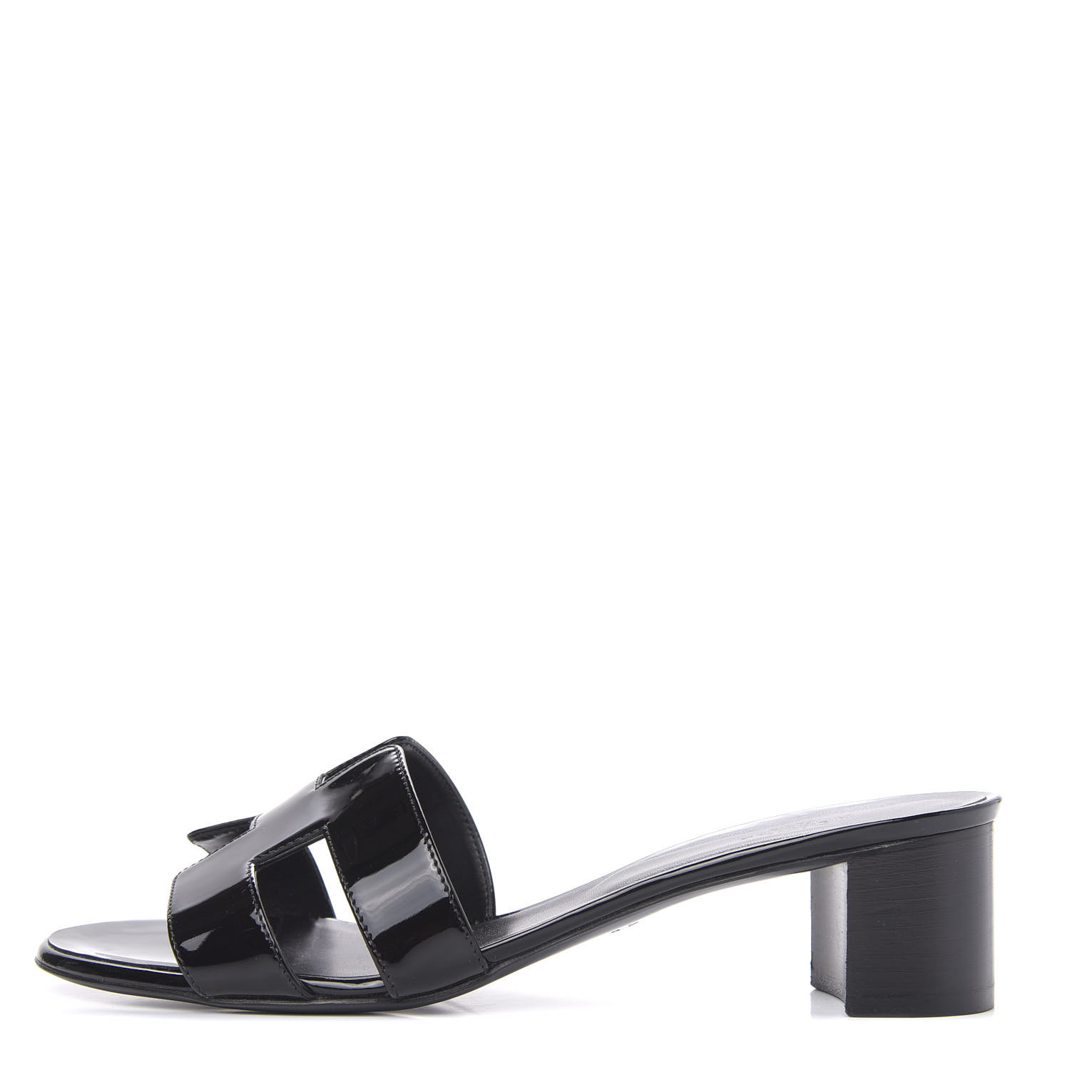 HERMES Patent Oasis Sandals 40 Black 