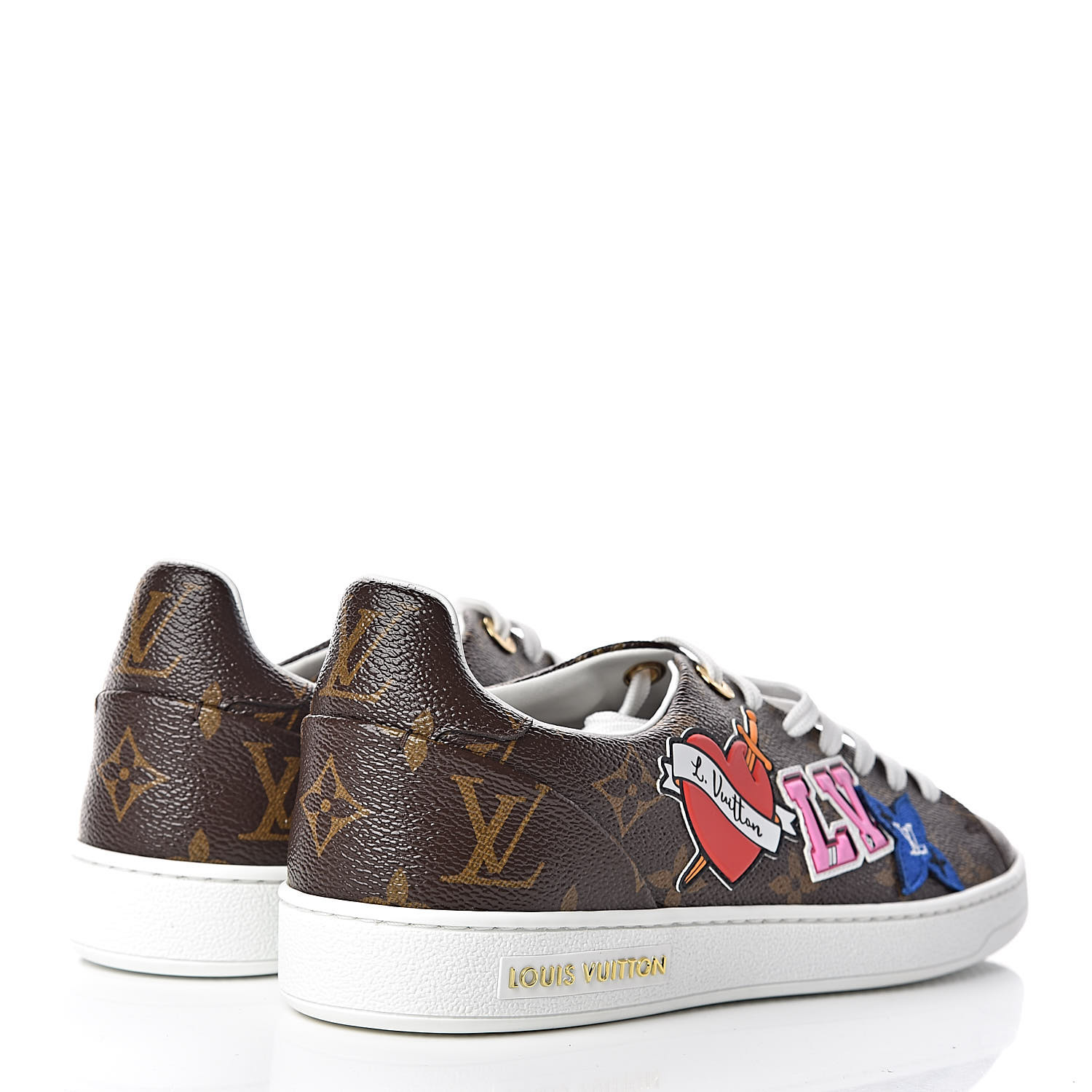 lv trainers black womens LOUIS VUITTON Monogram Womens LV Black Heart Sneakers 38 Cacao 473308