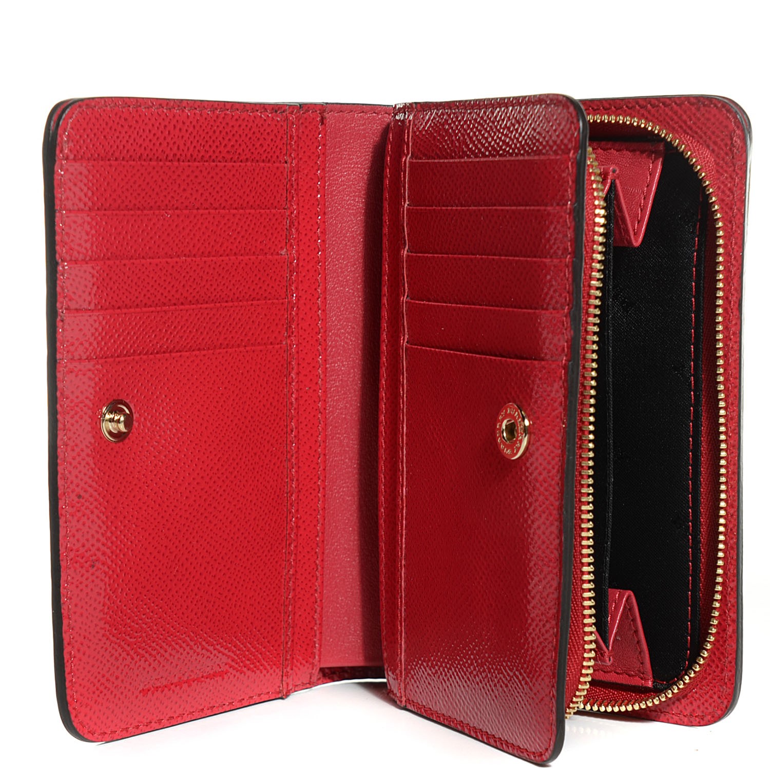 BURBERRY Patent London Compact Wallet Red 101448 | FASHIONPHILE
