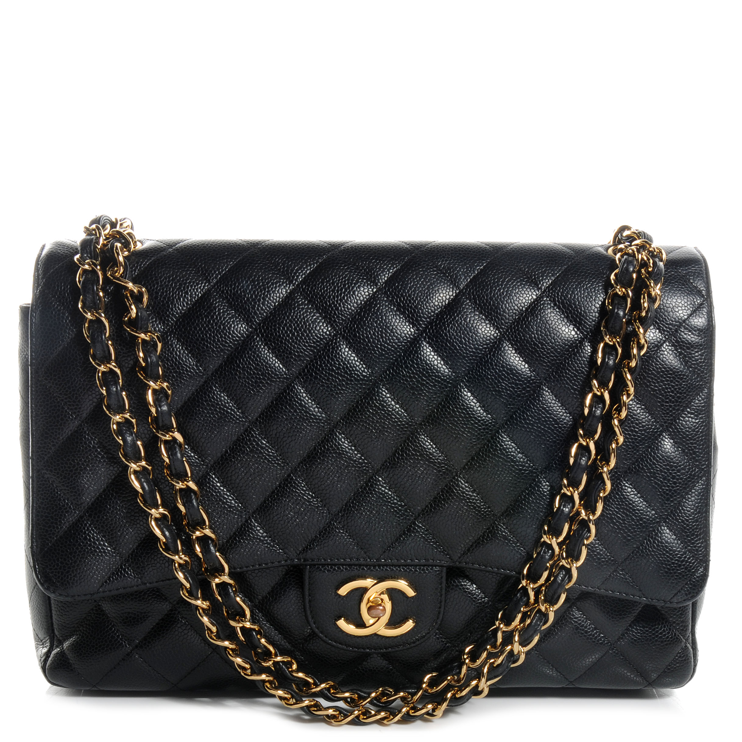 CHANEL Caviar Quilted Maxi Double Flap Black 59083