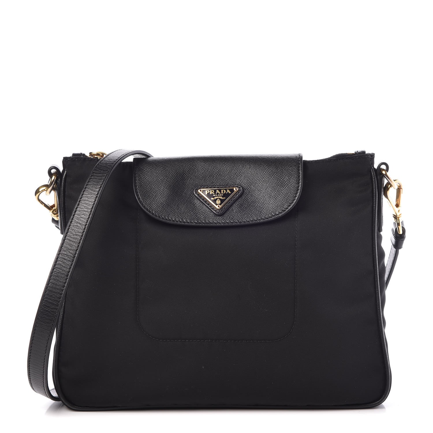 PRADA Tessuto Nylon Saffiano Crossbody Bag Nero Black 341226