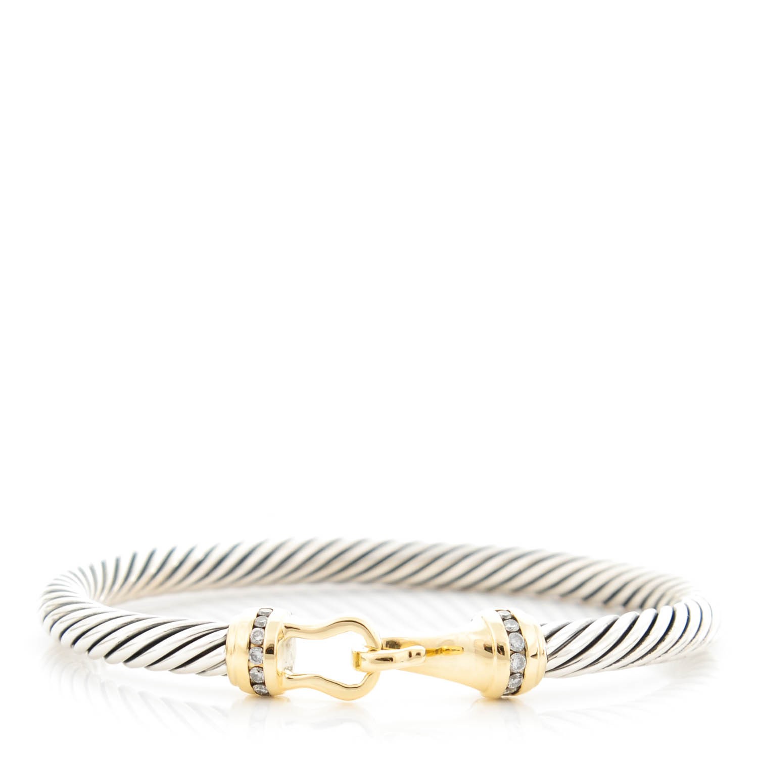 David Yurman Sterling Silver 18k Yellow Gold Pave Diamond 5mm David Yurman Sterling Silver 18k Yellow