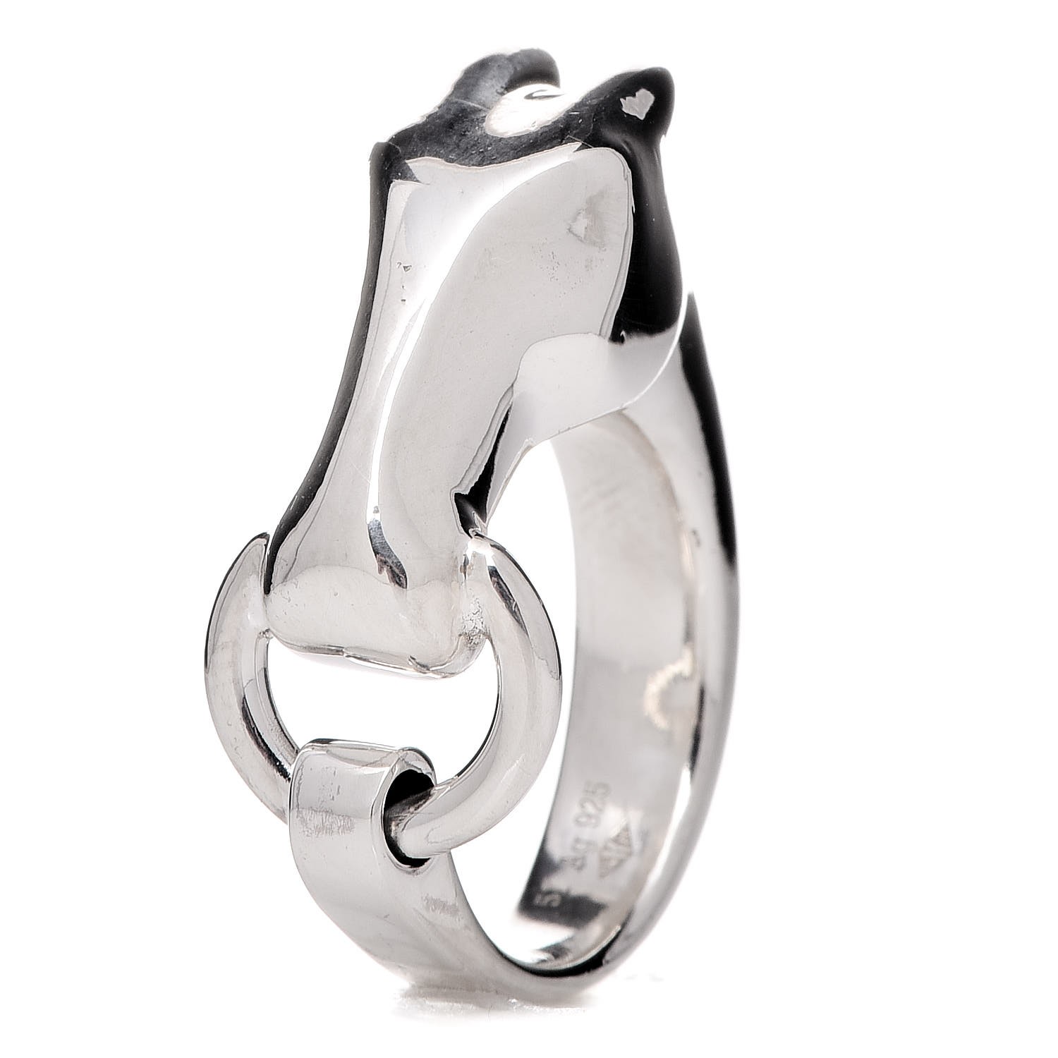 HERMES Sterling Silver Small Galop Ring 51 5.75 277834