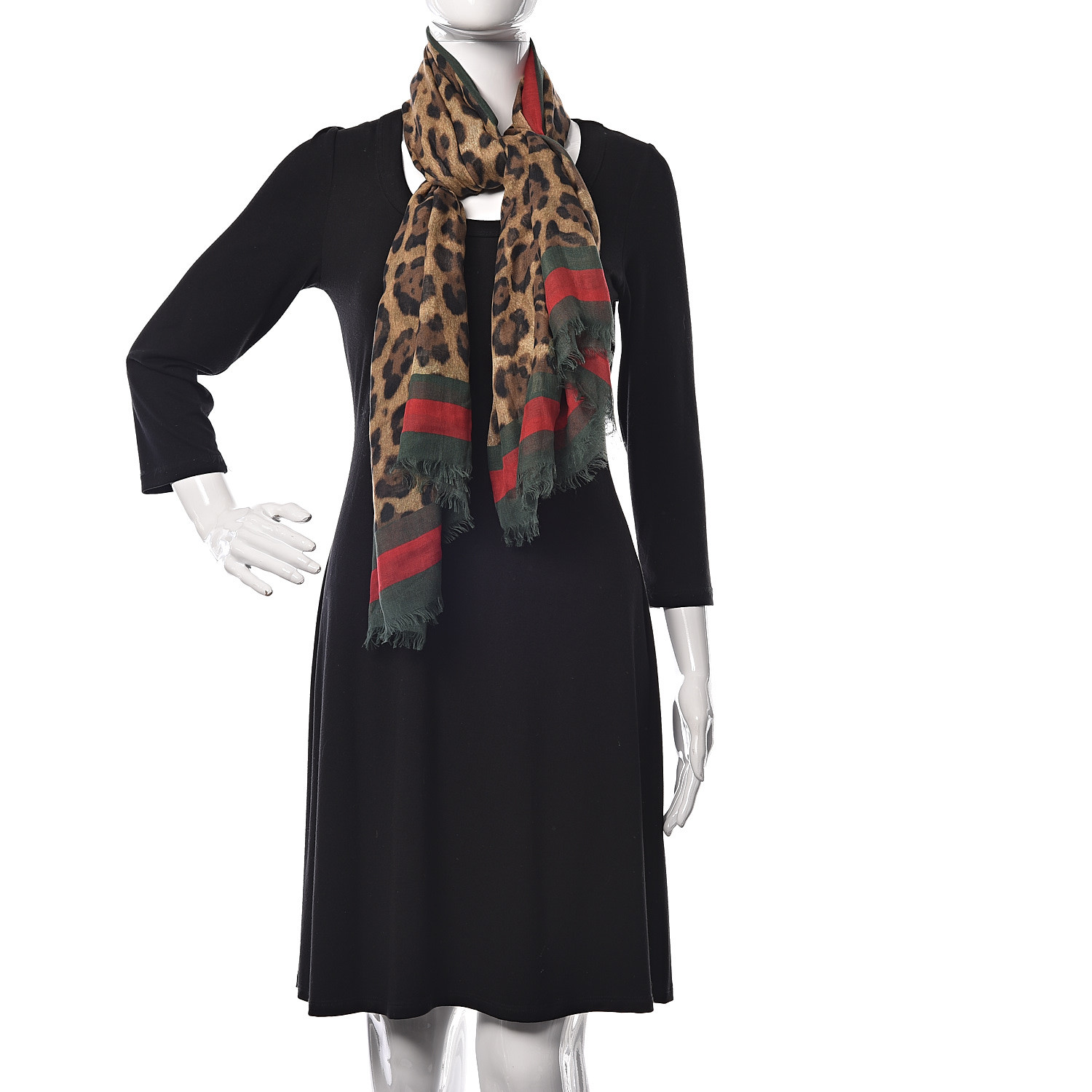leopard scarf with red trim