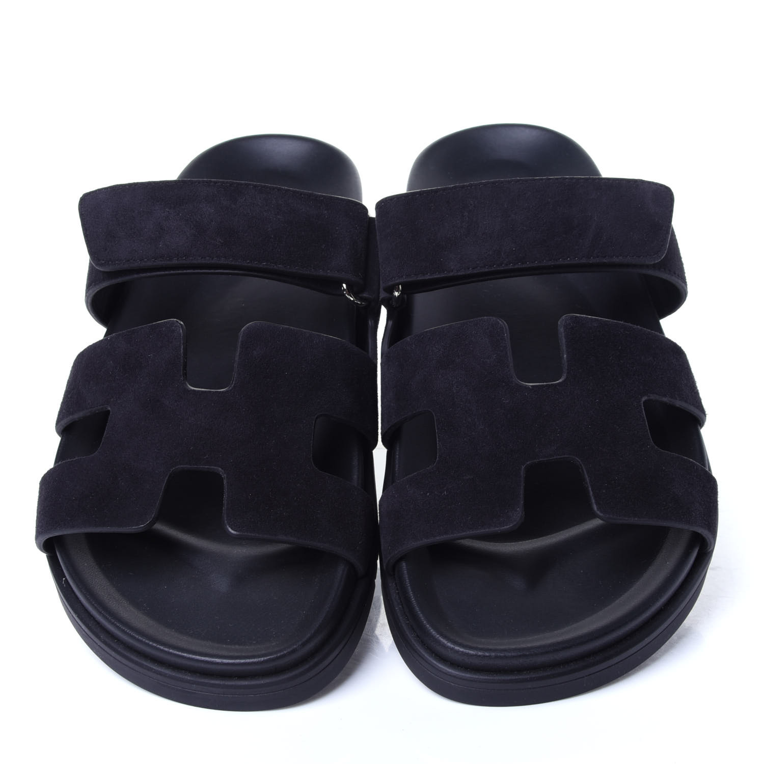 HERMES Suede Womens Chypre Sandals 39.5 Black 746412 | FASHIONPHILE