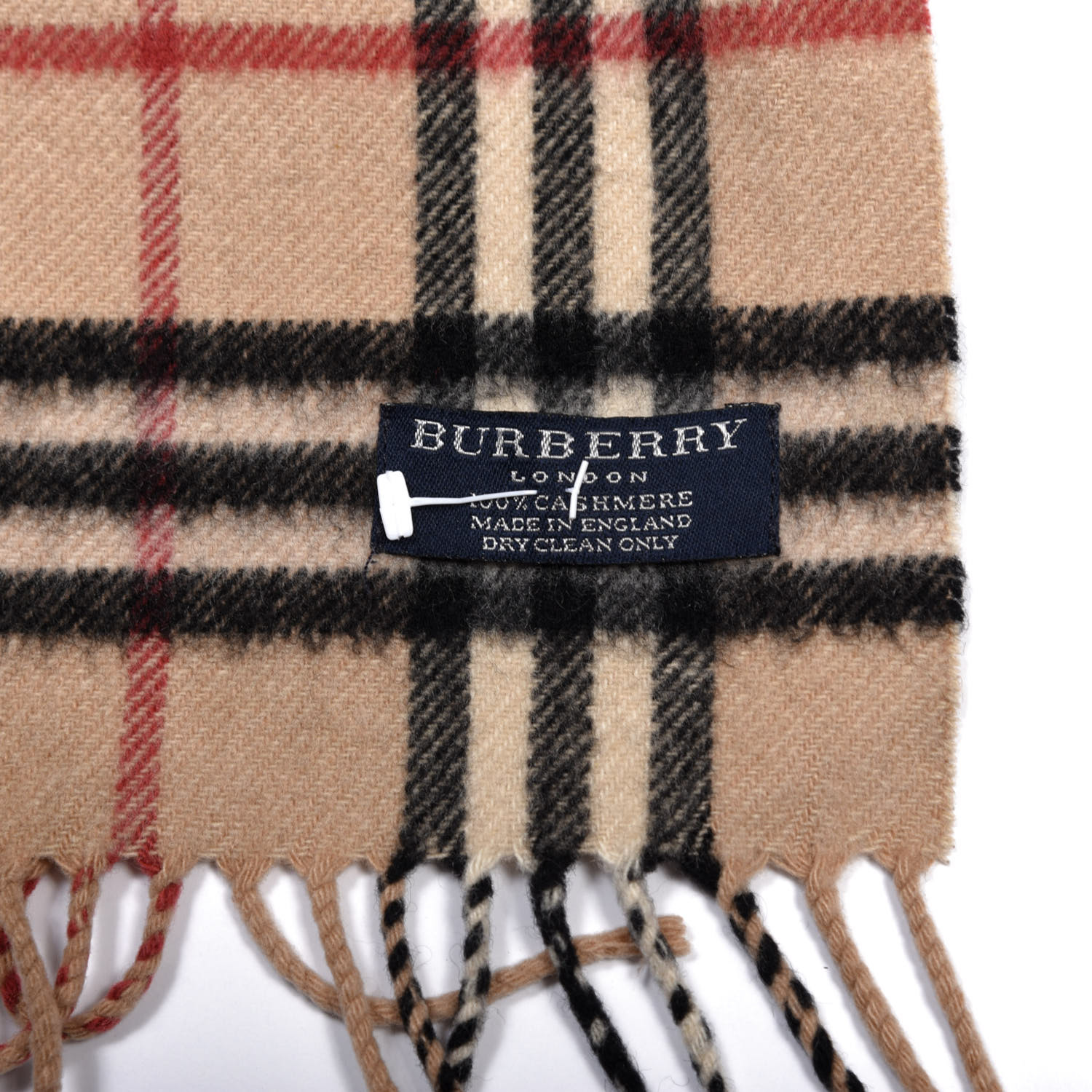 BURBERRY Lambswool Check Fringe Scarf Camel 758818 | FASHIONPHILE