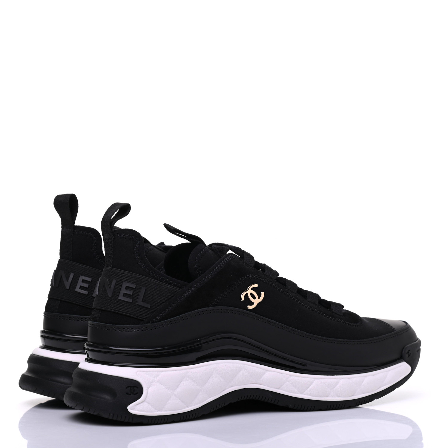 chanel fabric and suede calfskin sneakers