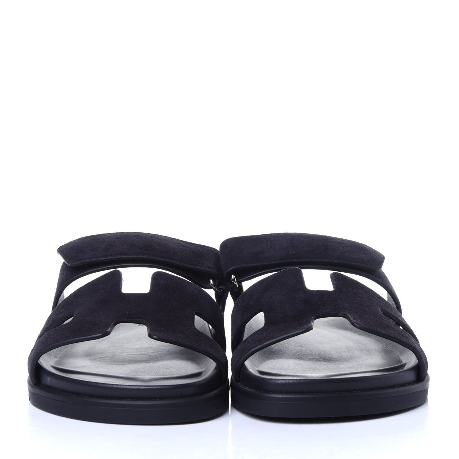 HERMES Suede Womens Chypre Sandals 39.5 Black 746412 | FASHIONPHILE