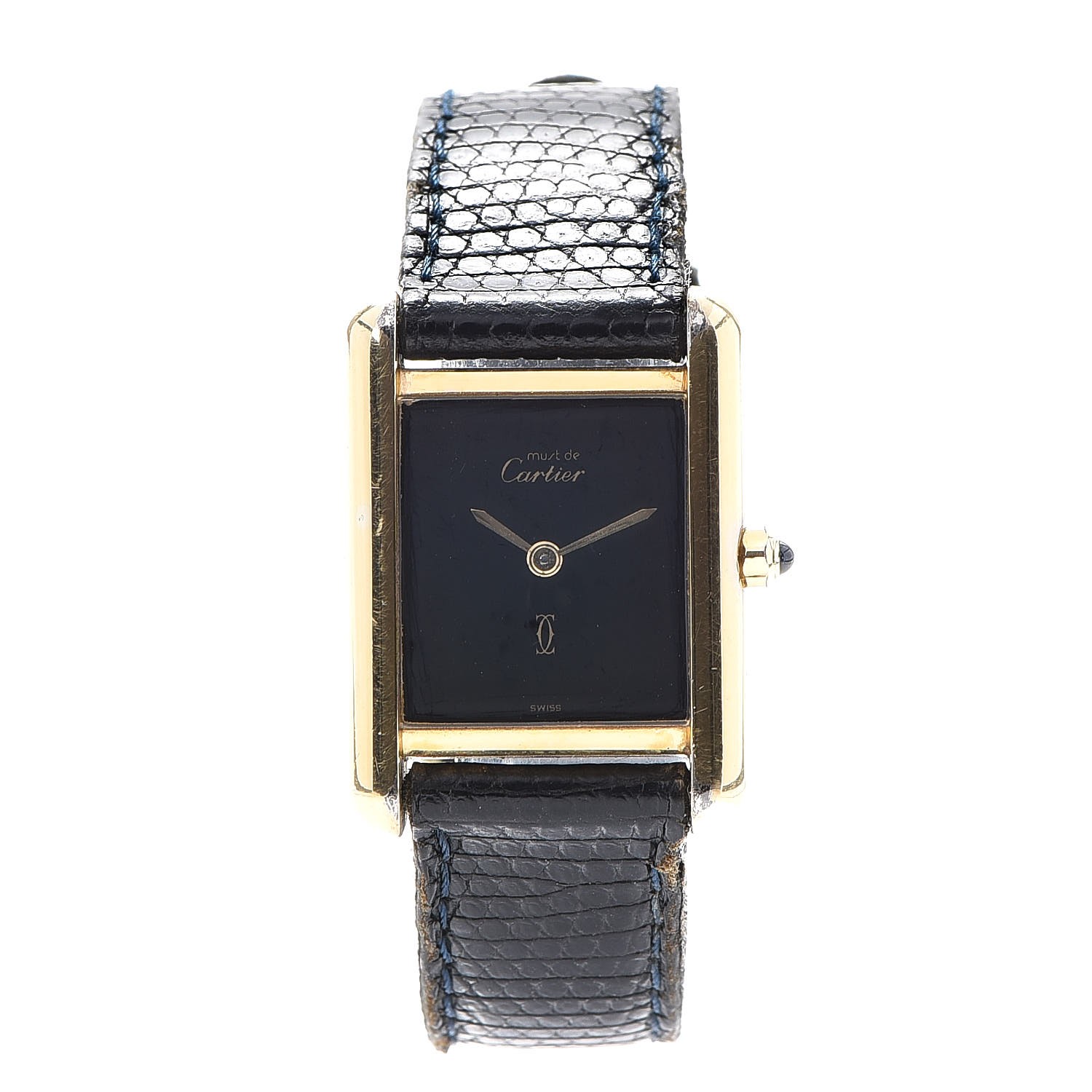 cartier must de cartier 18k gold vermeil ladies watch