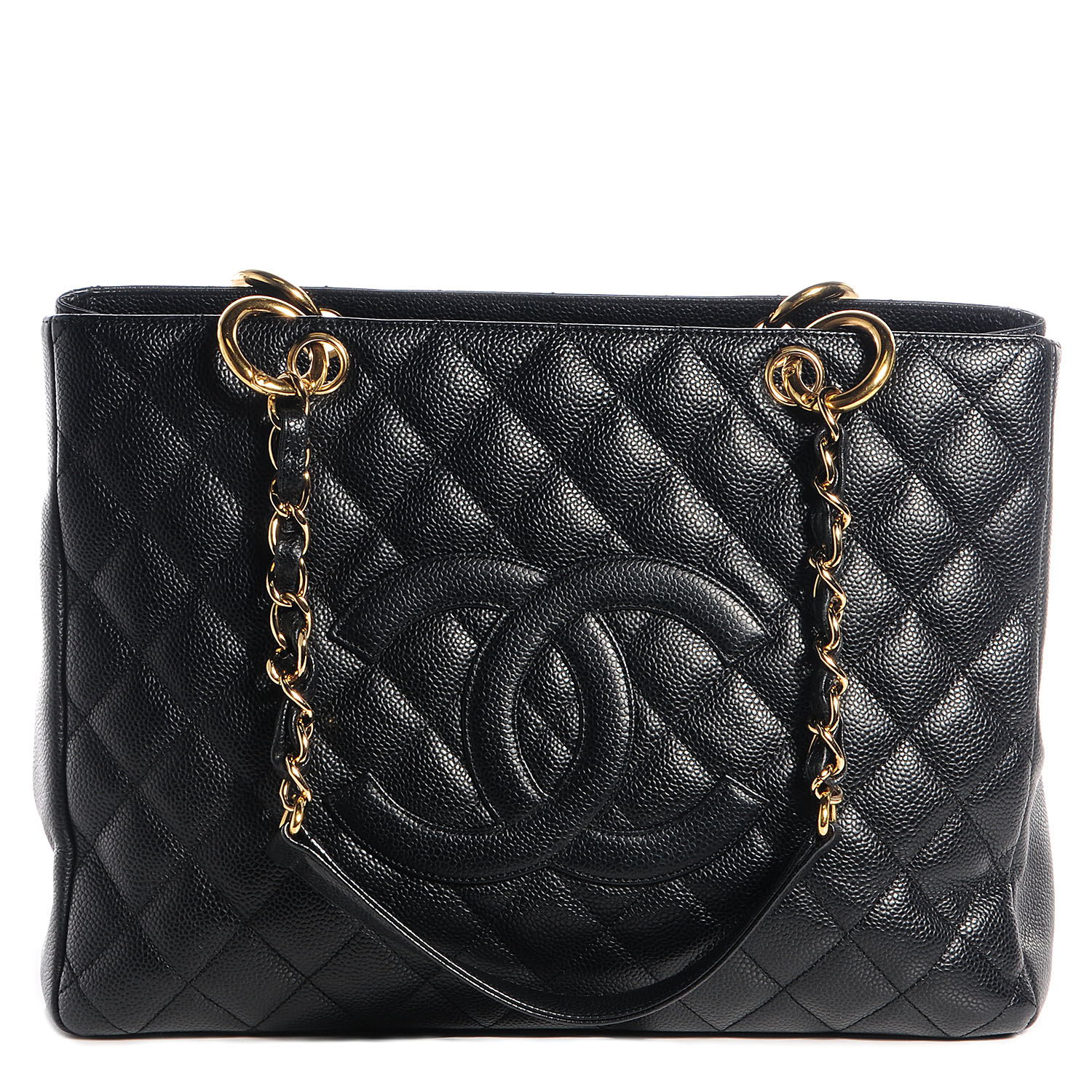 CHANEL Caviar Grand Shopping Tote GST Black 75001