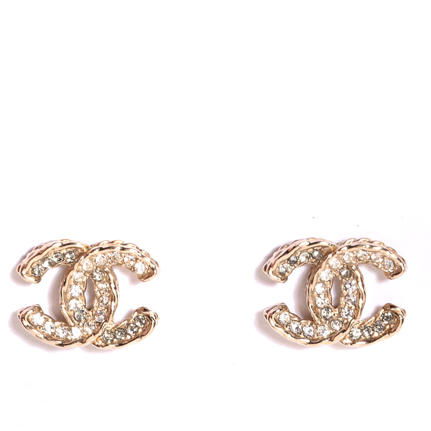 CHANEL Crystal CC Earrings Gold 97231