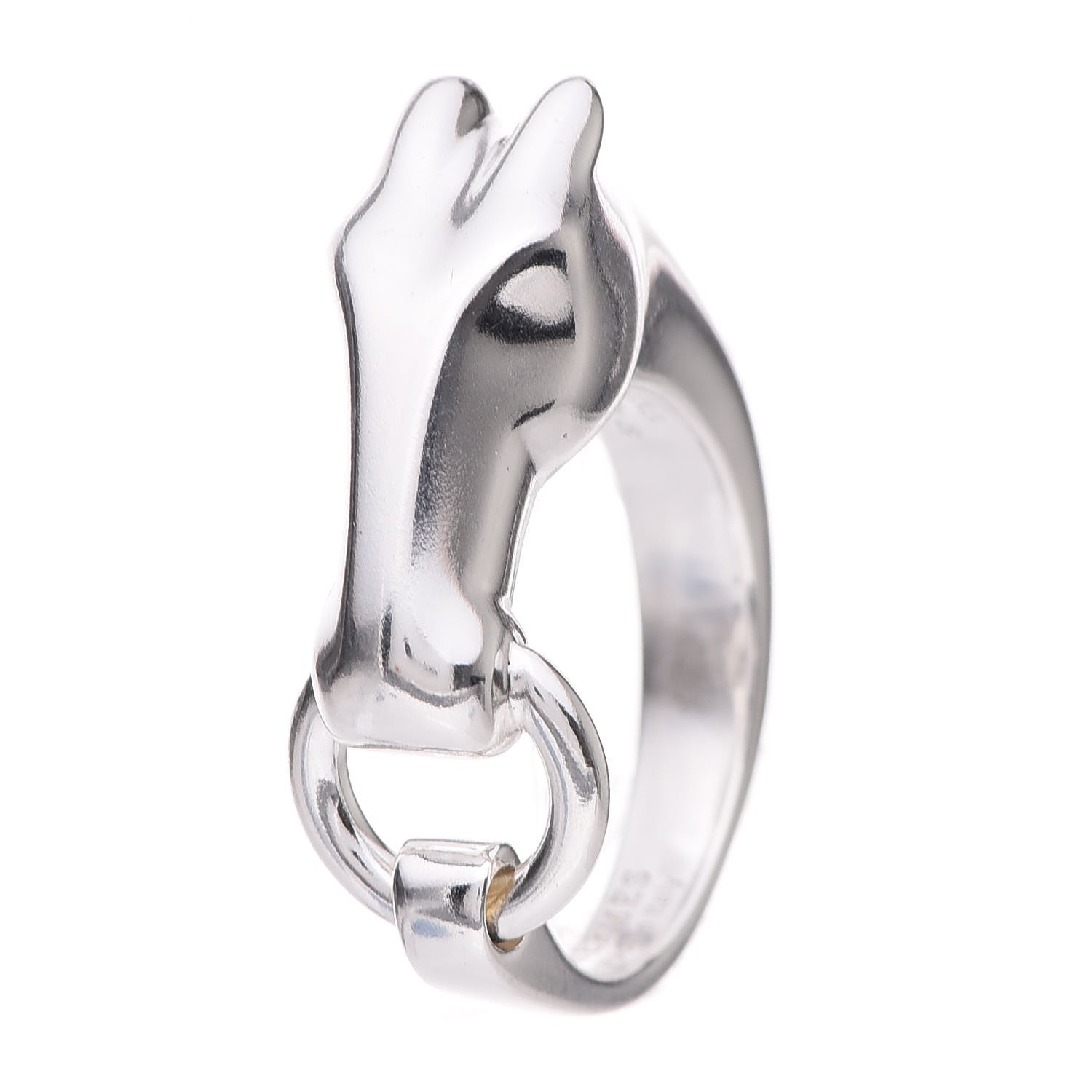 HERMES Sterling Silver Small Galop Ring 57 8 348641