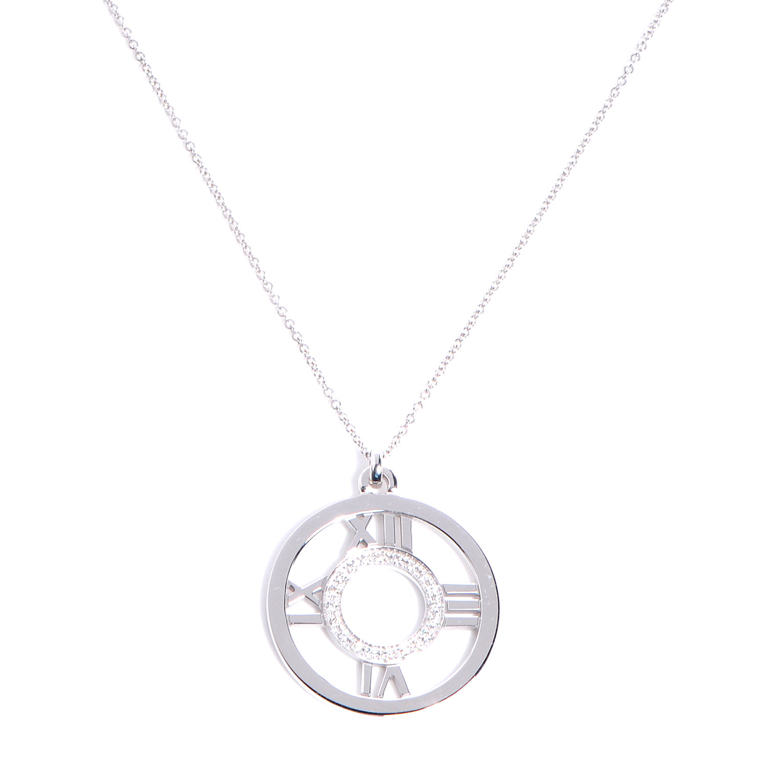 Tiffany 18k White Gold Diamond Large Atlas Pendant Necklace - Tiffany Atlas Pendant White Gold Tiffany 18k White Gold Diamond Large Atlas Pendant Necklace - Tiffany Atlas Pendant White Gold
