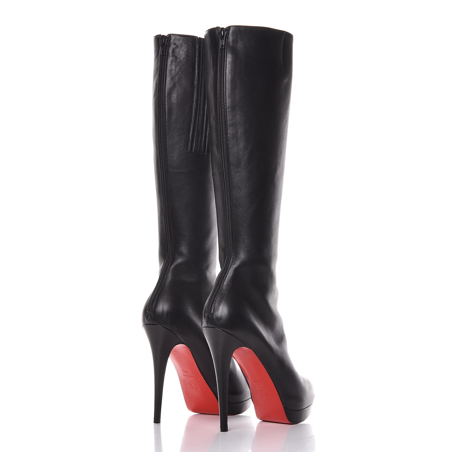 CHRISTIAN LOUBOUTIN Calfskin Botalili 100 Tall Boots 39.5 Black 328623