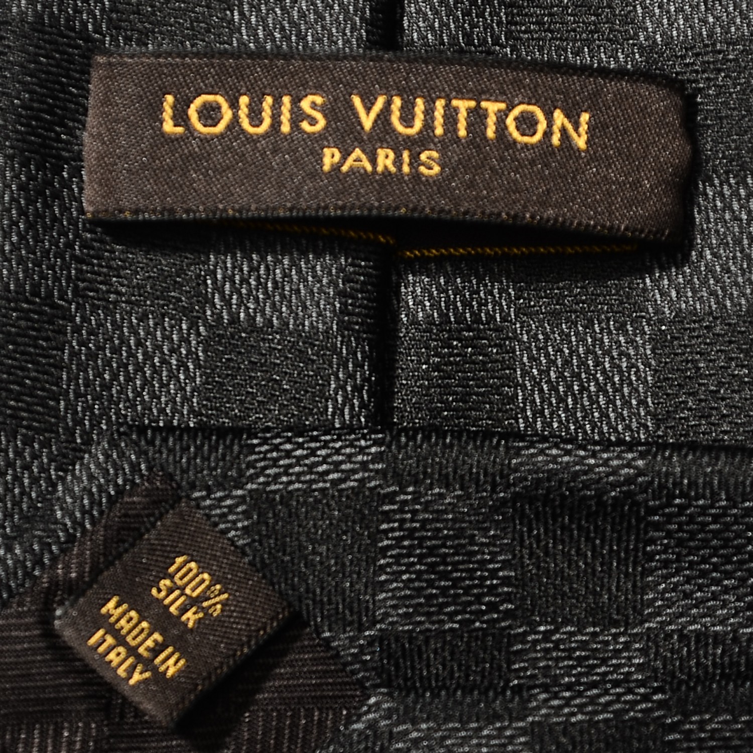 LOUIS VUITTON Silk Damier Classique Neck Tie Black 182064 | FASHIONPHILE