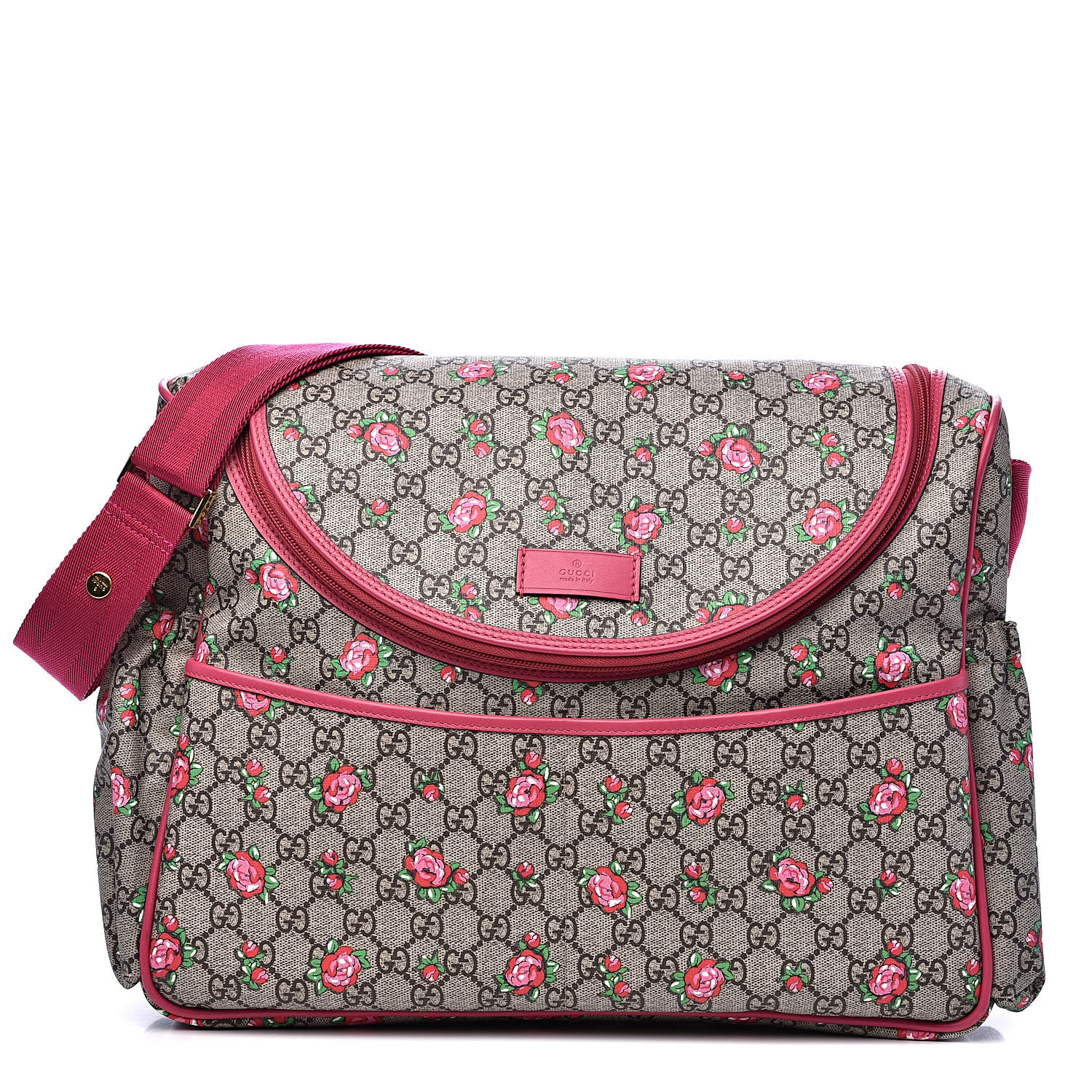 GUCCI GG Supreme Monogram Rose Bud Diaper Bag Pink 526716