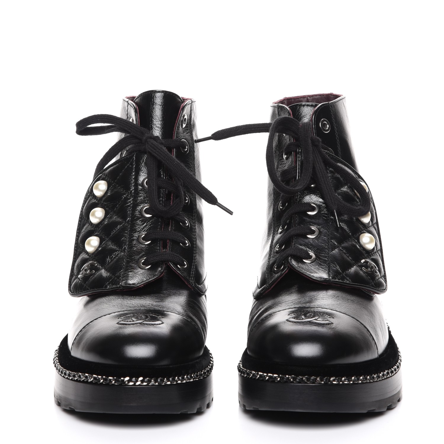 combat boots pearls