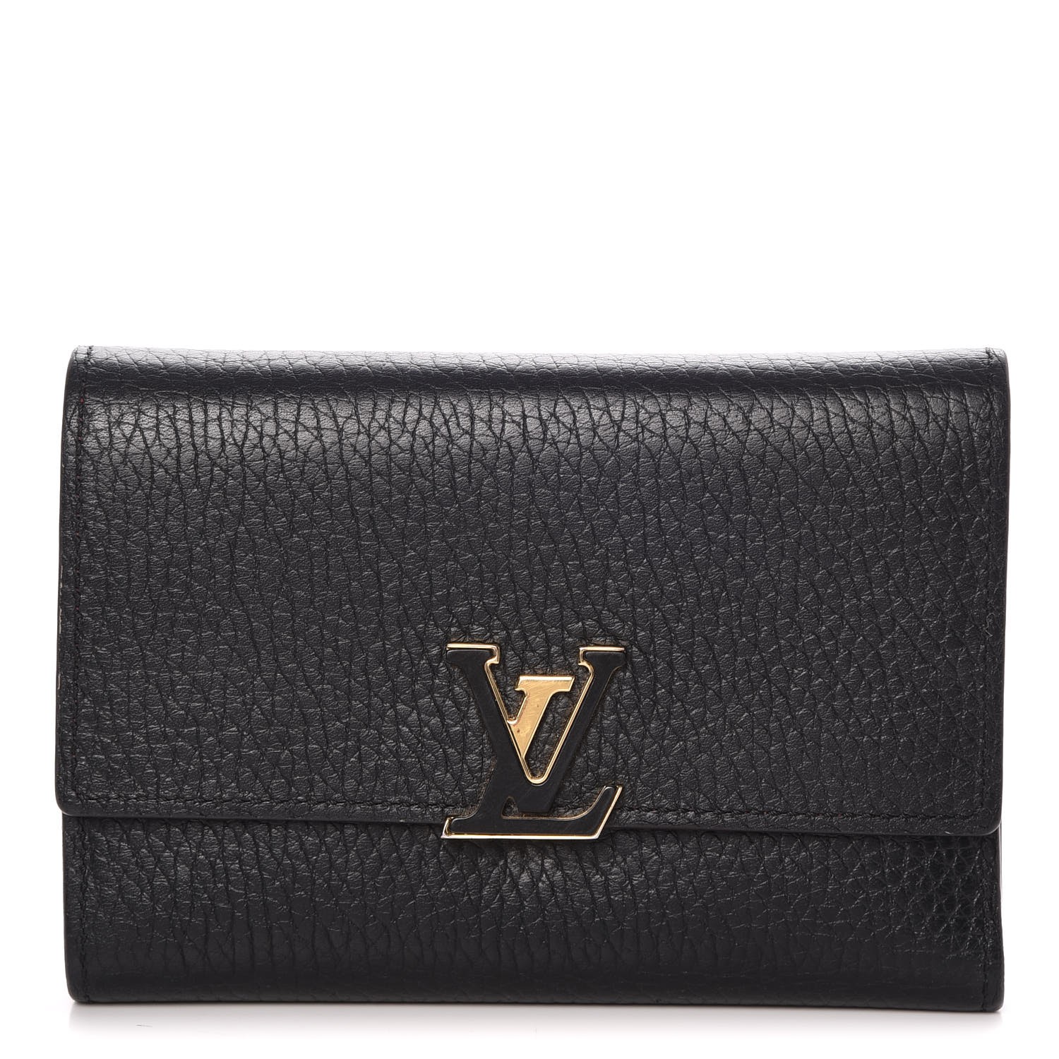 LOUIS VUITTON Taurillon Capucines Compact Wallet Noir Black 275549