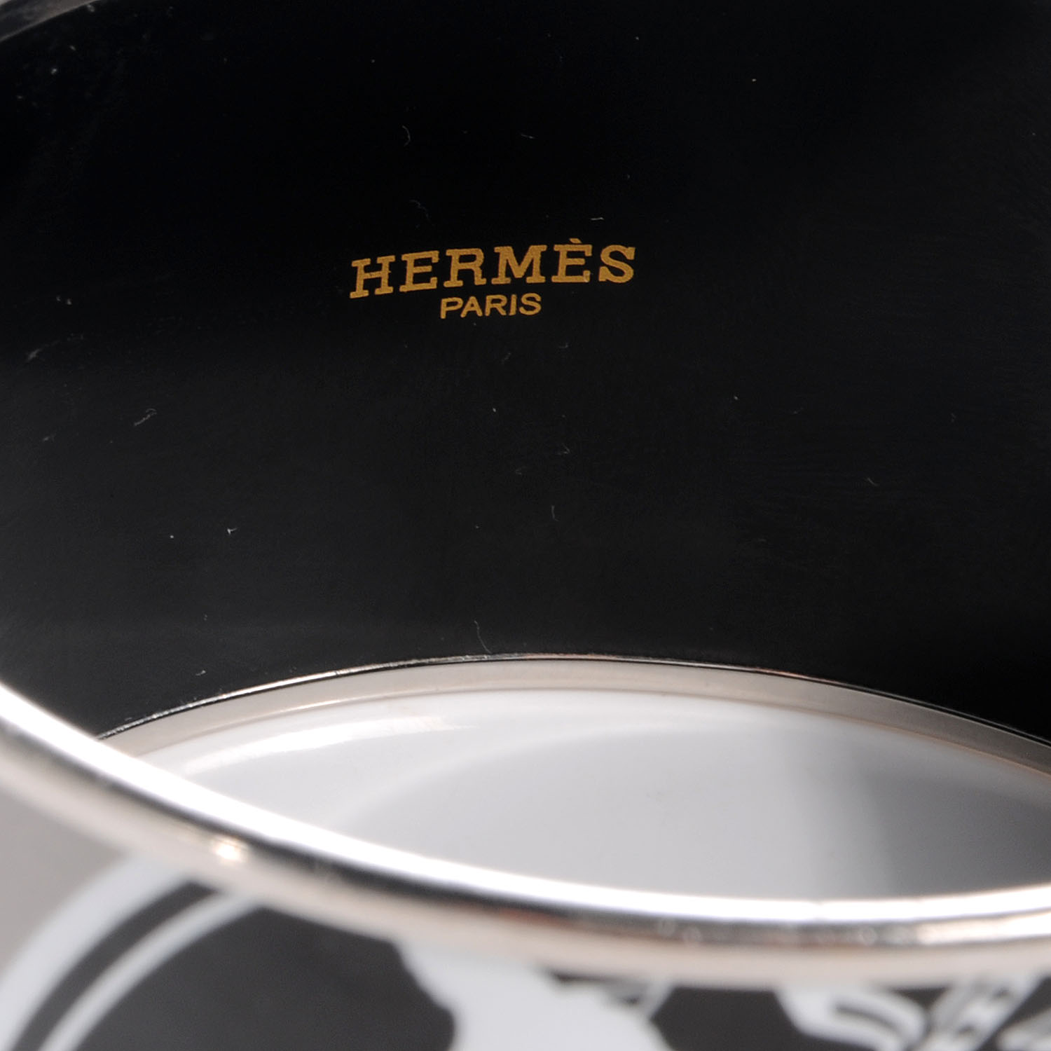 HERMES Enamel Printed Ex Libris Extra Wide Bracelet 70 58623