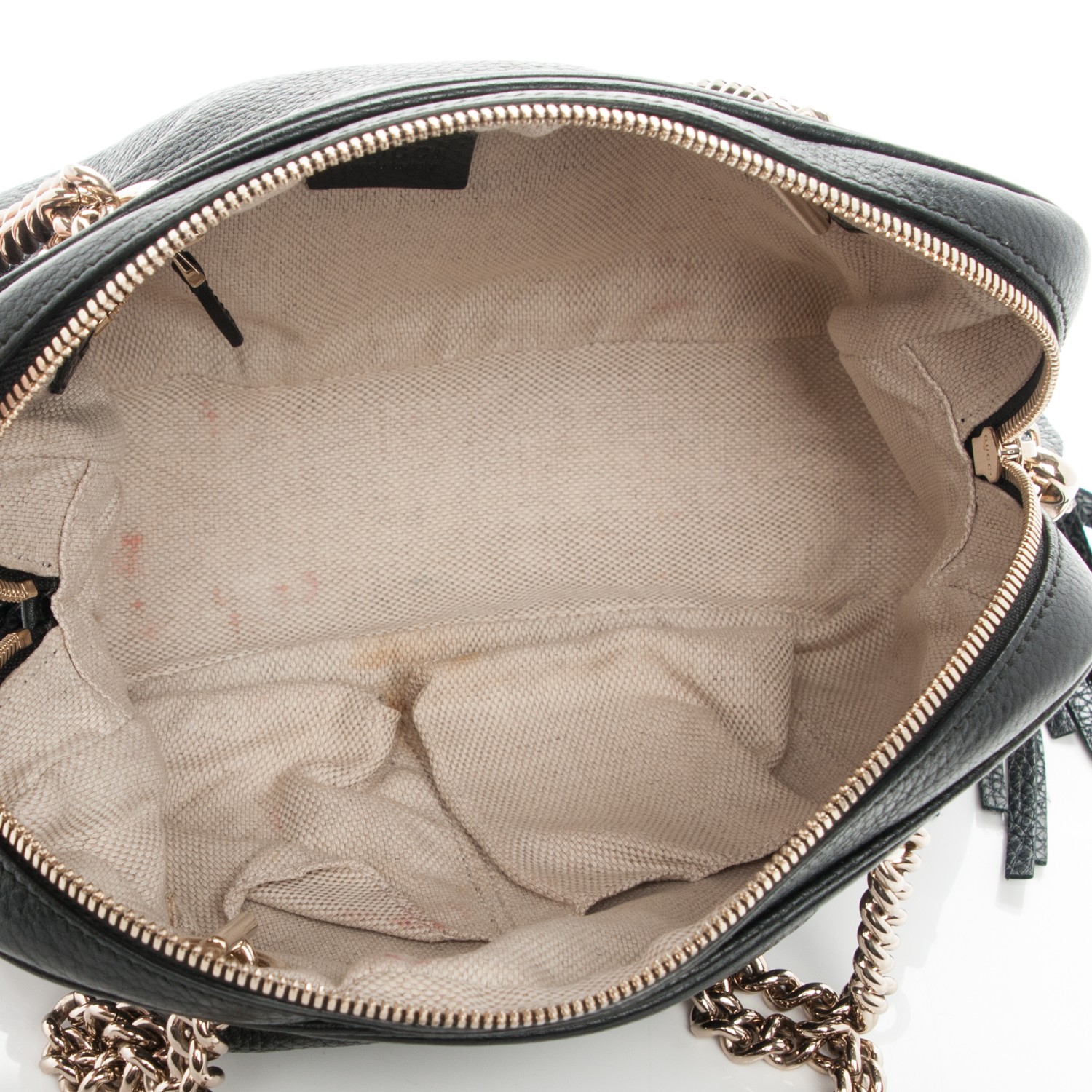 GUCCI Pebbled Calfskin Small Soho Chain Shoulder Bag Black 183419
