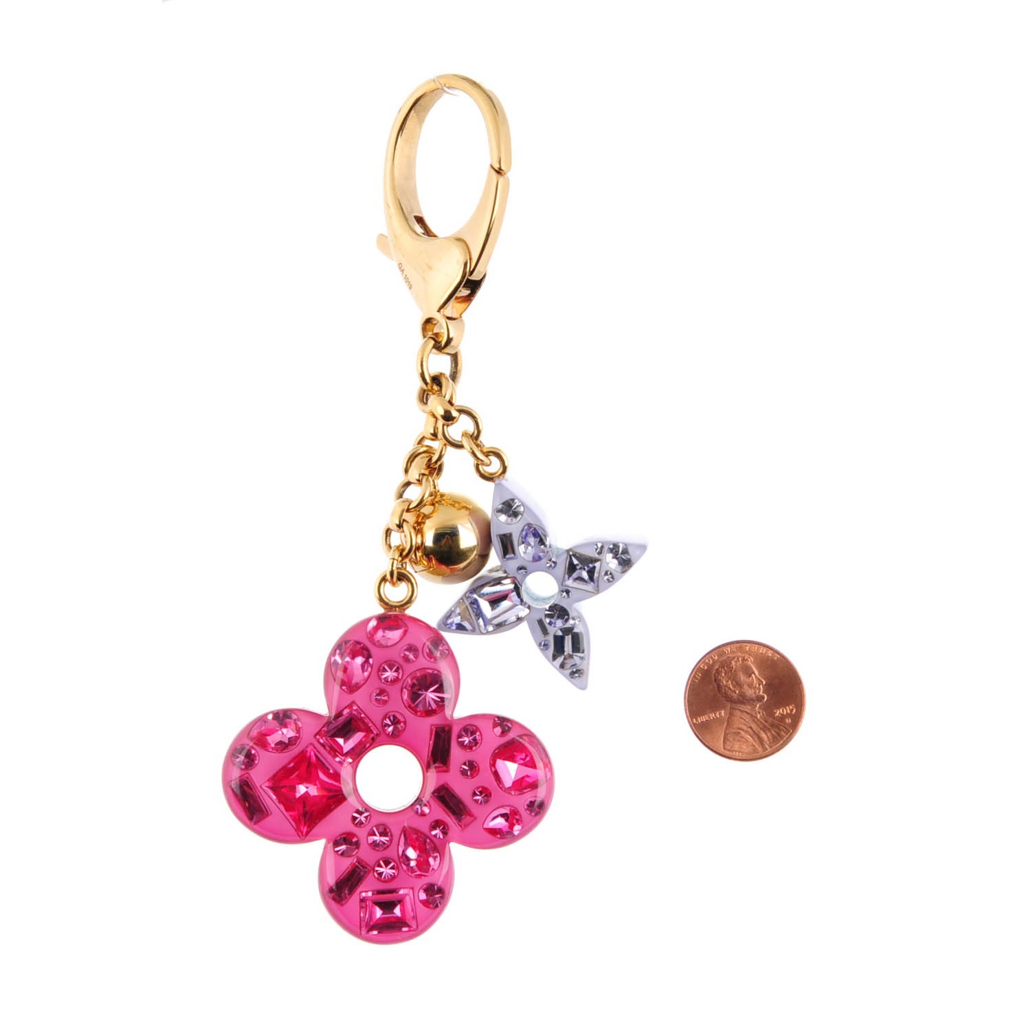 louis vuitton phone ring flower strass LOUIS VUITTON Resin Strass Glam Flower Bag Charm 193093