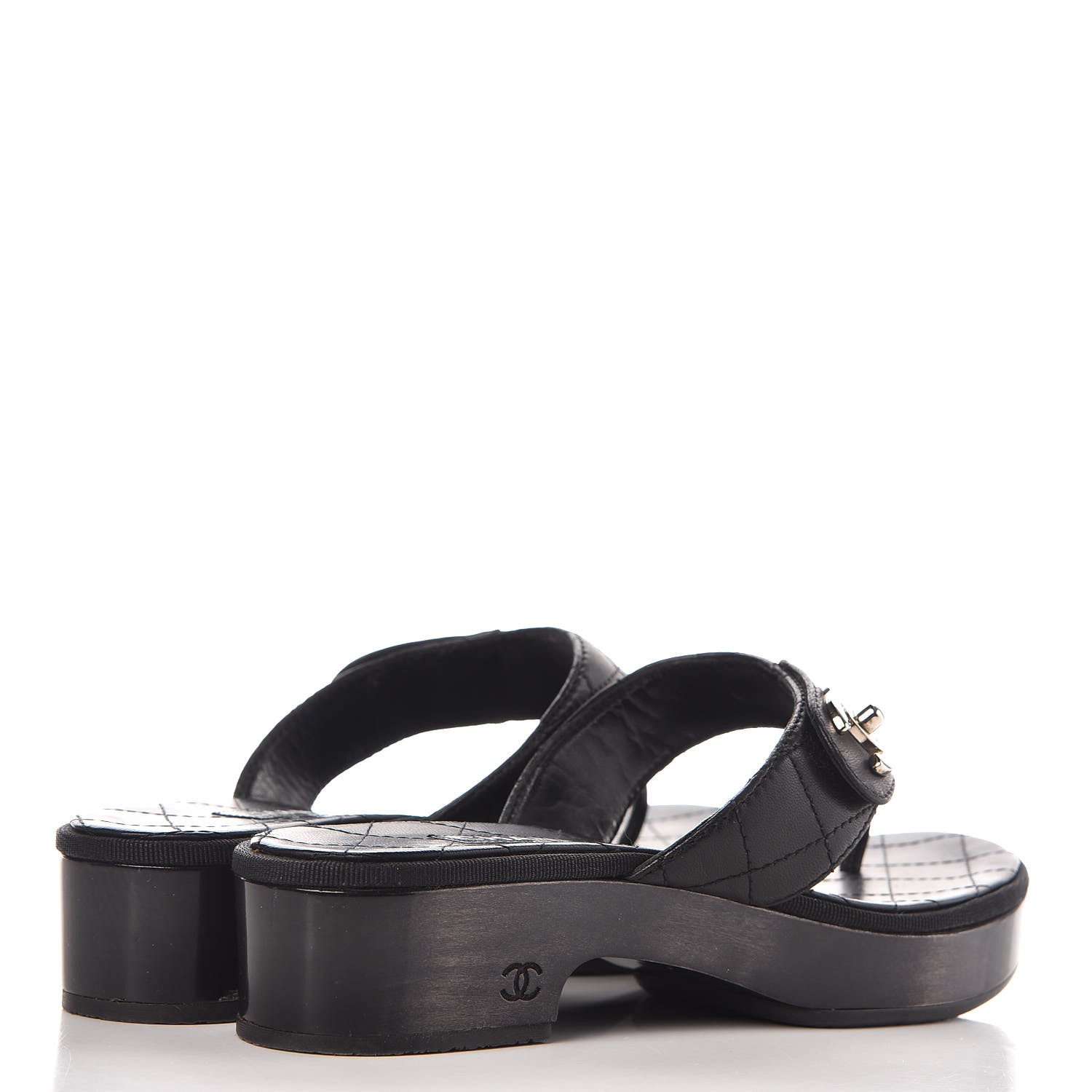 chanel cord and lambskin sandals black