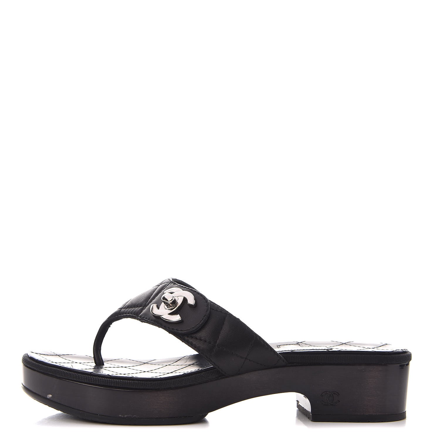 chanel cord and lambskin sandals black