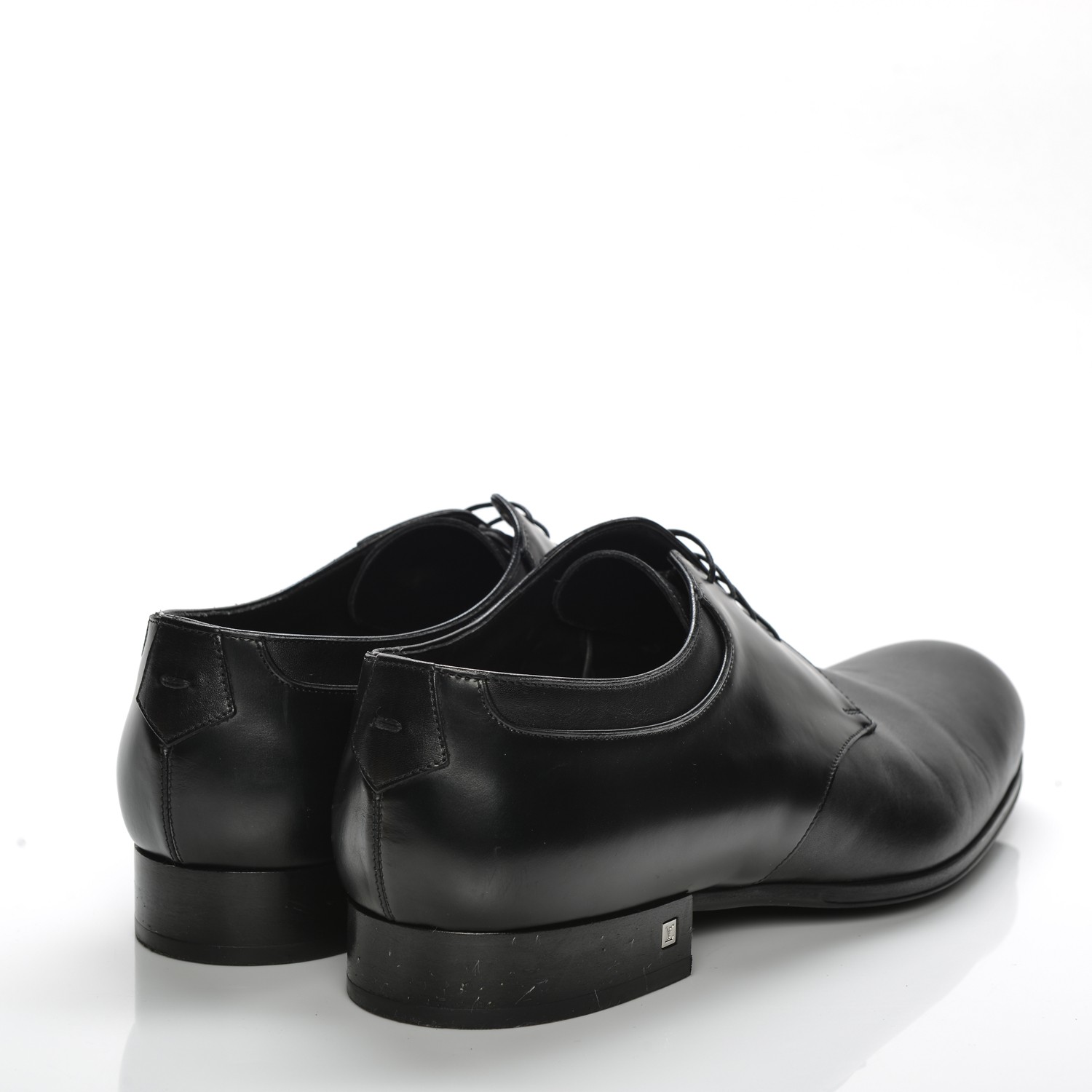 LOUIS VUITTON Mens Lambskin Derby Lace Up Shoes 8.5 Black 197097