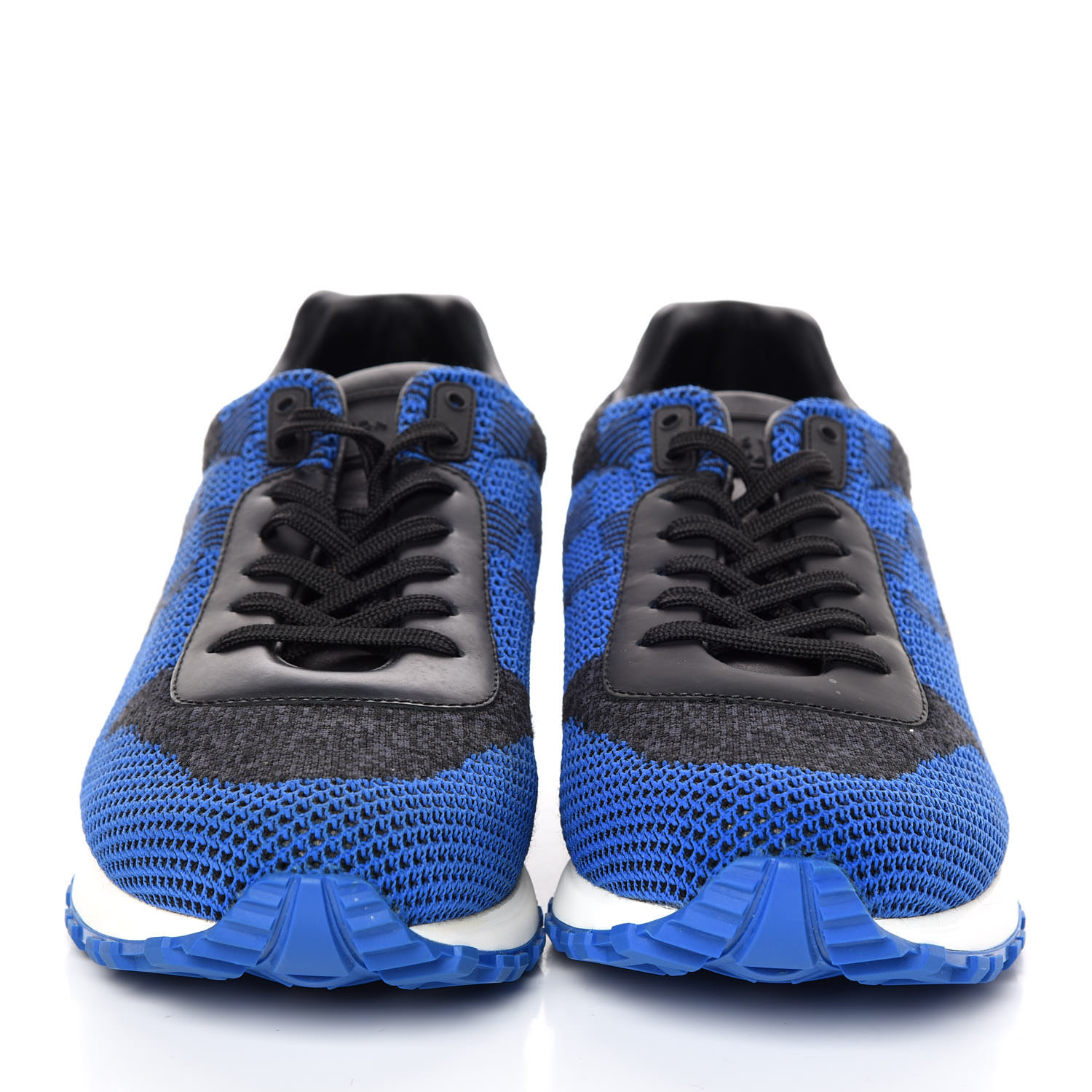 LOUIS VUITTON Damier Calfskin Mens Run Away Sneakers 7.5 Blue 383560