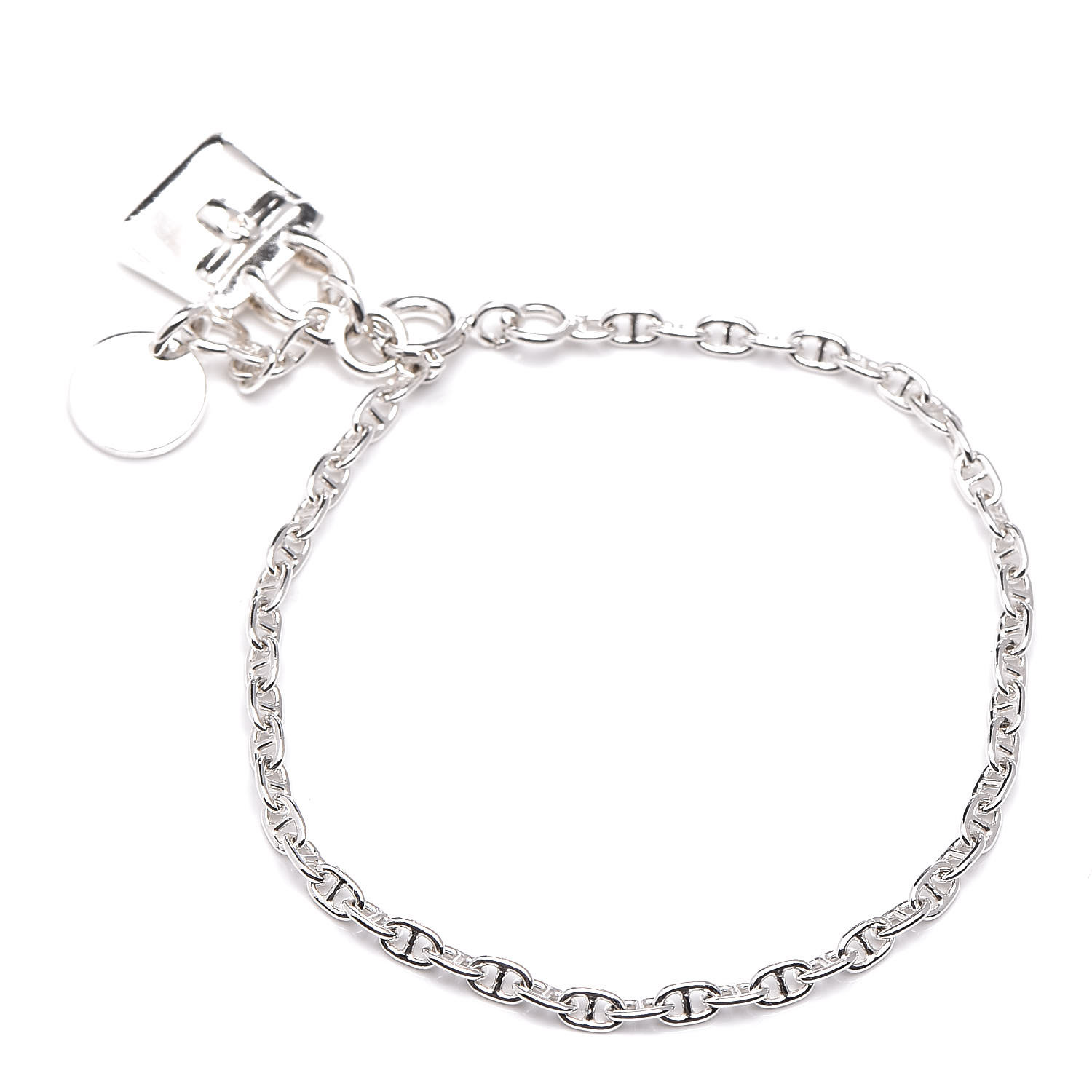 HERMES Sterling Silver Mini Birkin Amulette Bracelet SH 381891